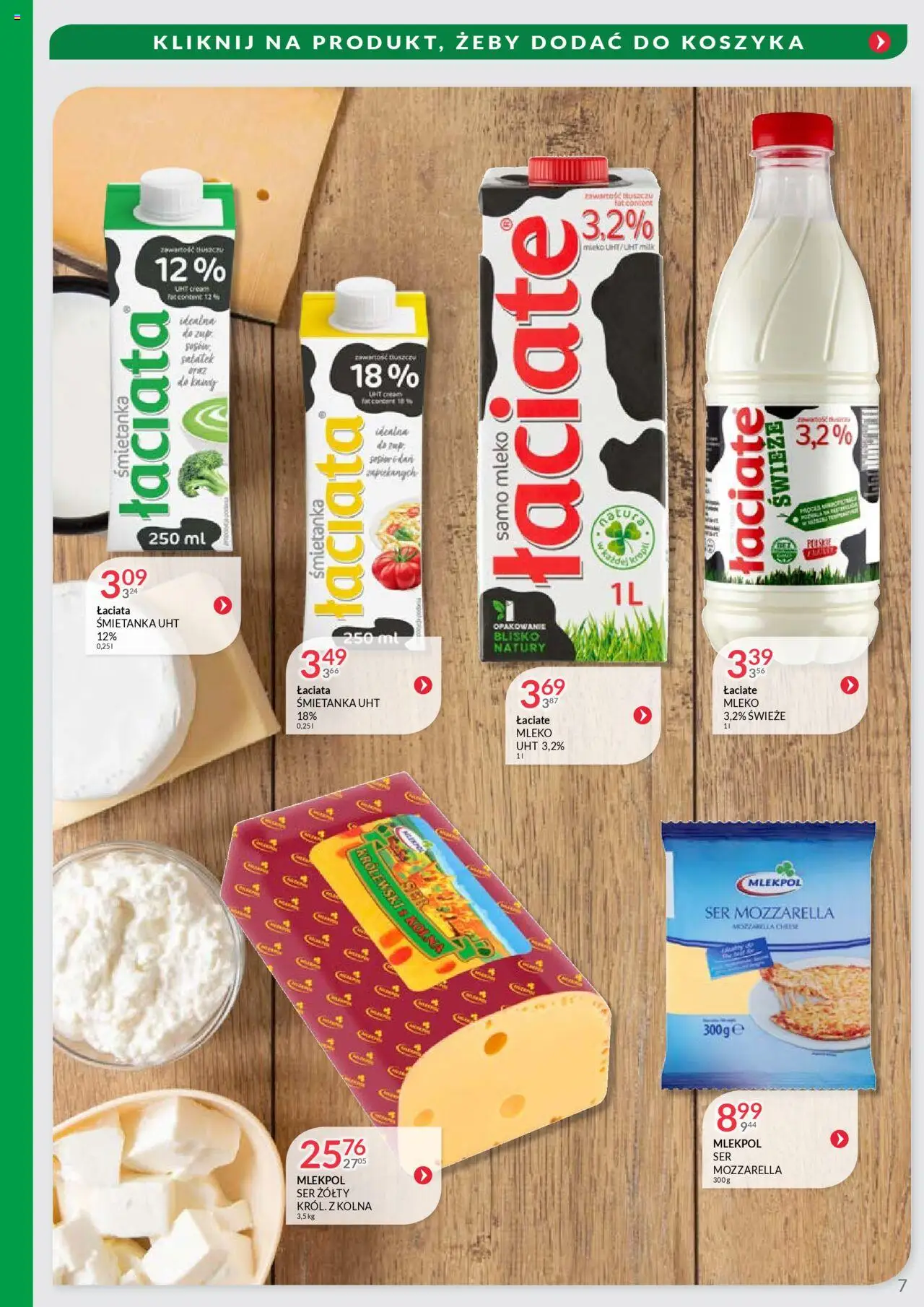 Eurocash Gazetka - Oferta Handlowa MR Południowy Wschód od 09.06.2025 | Strona: 7 | Produkty: Ser żółty, Mleko, Ser, Mozzarella