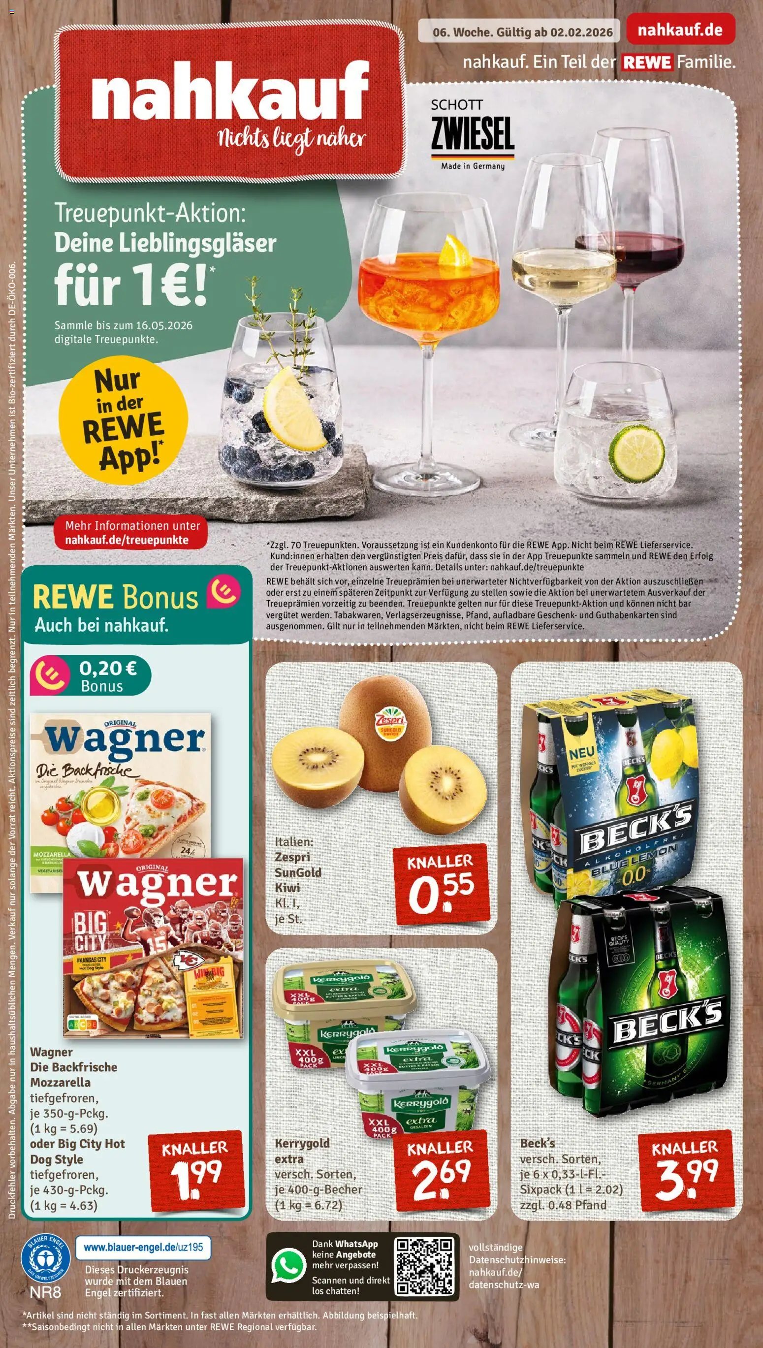 Nahkauf Prospekt – gültig ab 02.02.2026 | Seite: 1 | Produkte: Butter, Mozzarella, Zucker, Kiwi