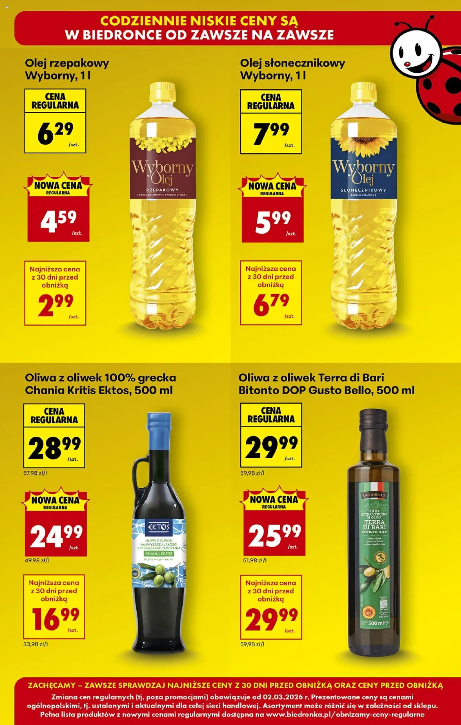 Biedronka gazetka - Tani weekend od 06.03.2026 | Strona: 7 | Produkty: Olej rzepakowy, Olej słonecznikowy, Oliwa z oliwek, Olej