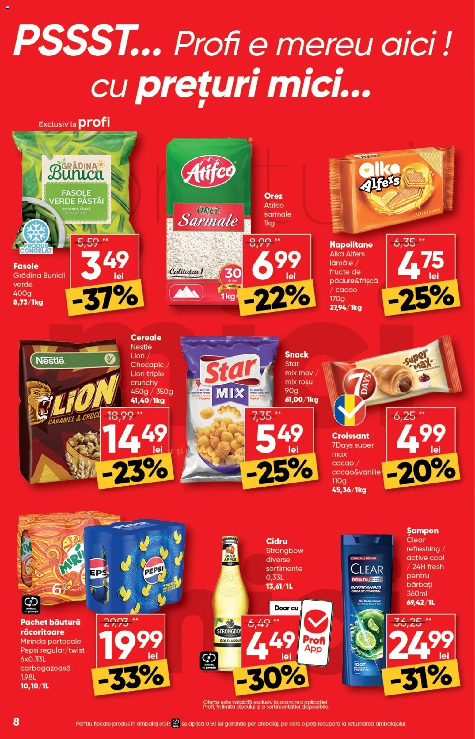 Noul catalog Profi – valabil de la 04.03.2026 | Pagină: 8 | Produse: Mici, Napolitane, Șampon, Cacao