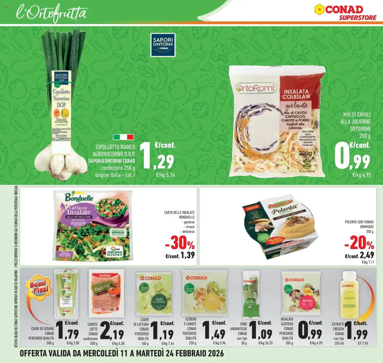 Volantino Conad del 11.02.2026 | Pagina: 14 | Prodotti: Insalata, Carote, Funghi, Lattuga