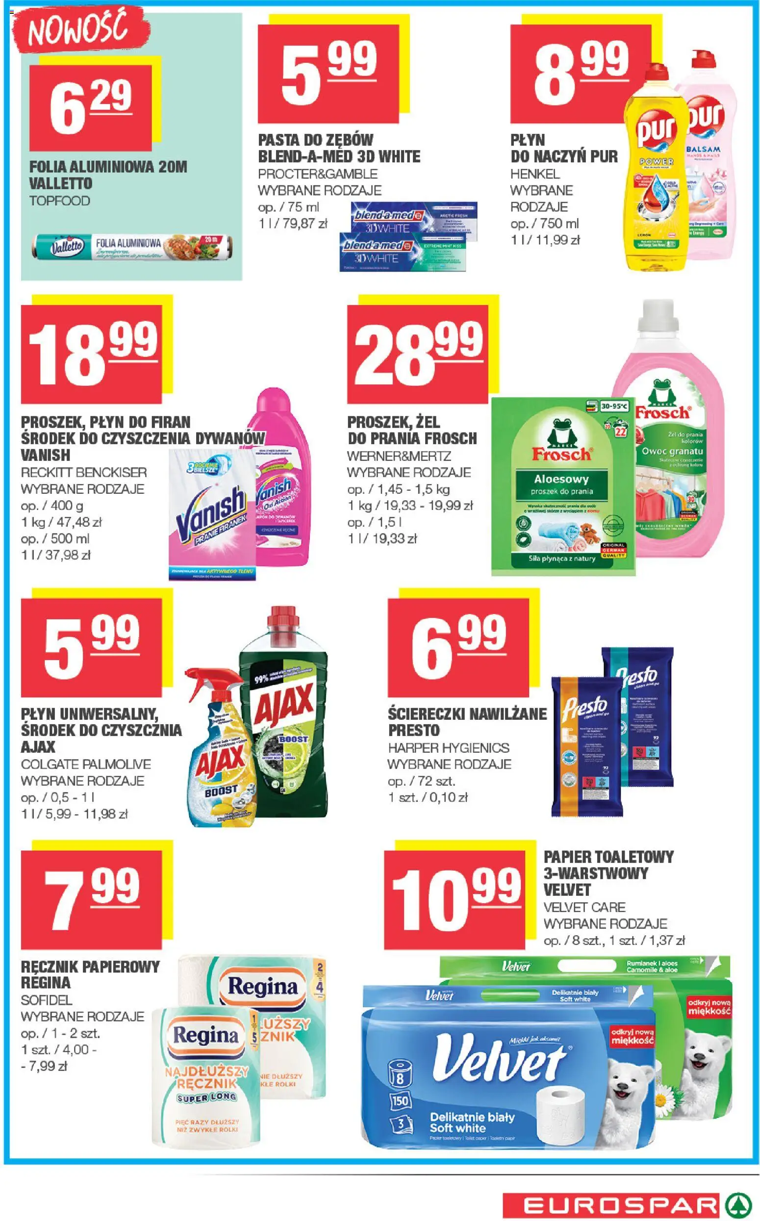 Spar gazetka - Eurospar od 16.03.2026 | Strona: 15 | Produkty: Vanish, Papier toaletowy, Pasta do zębów, Proszek do prania