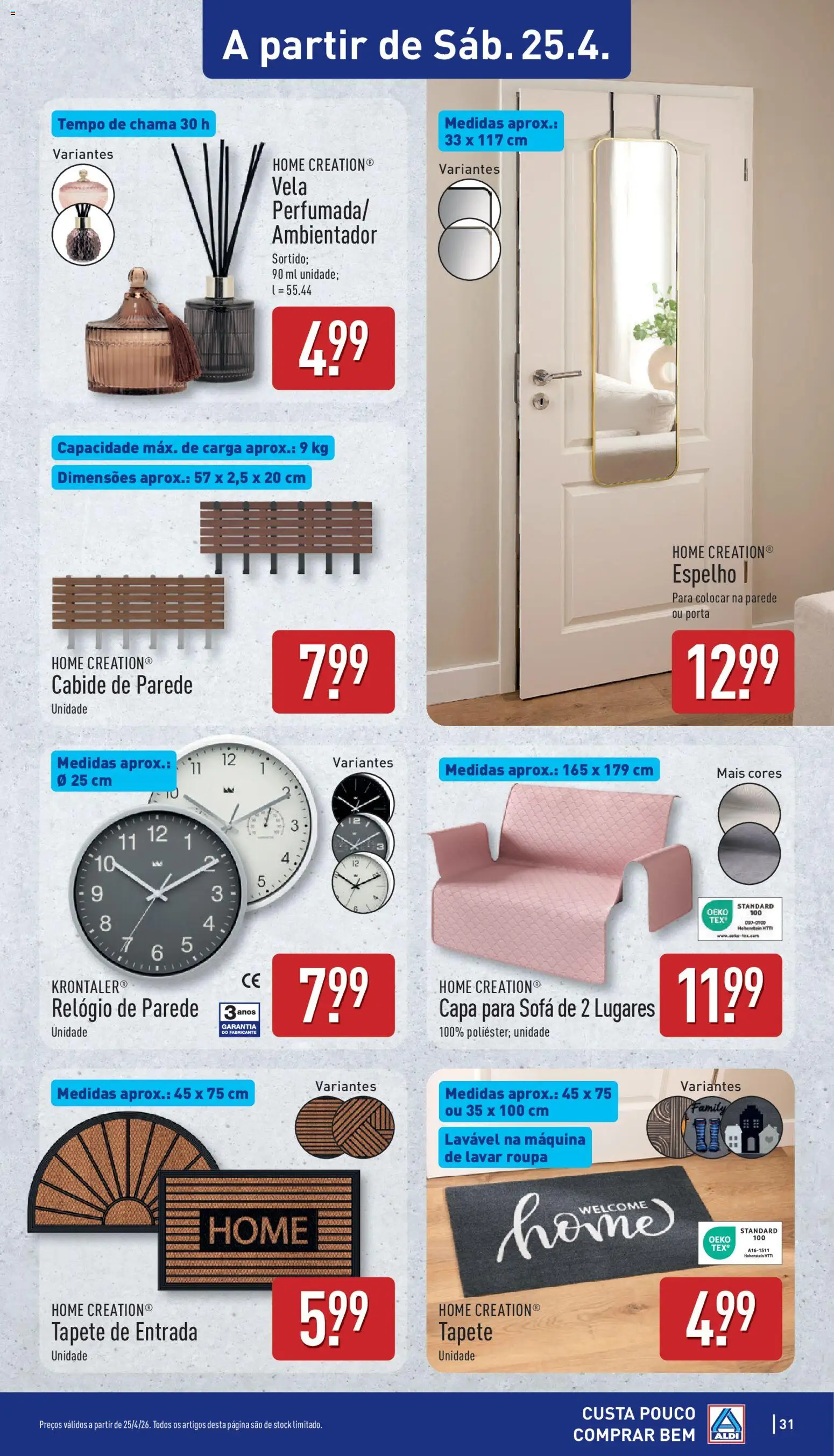 Aldi folheto │ válido de 20.04.2026 | Página: 31 | Produtos: Máquina de lavar, Capa para sofá, Sofá, Espelho