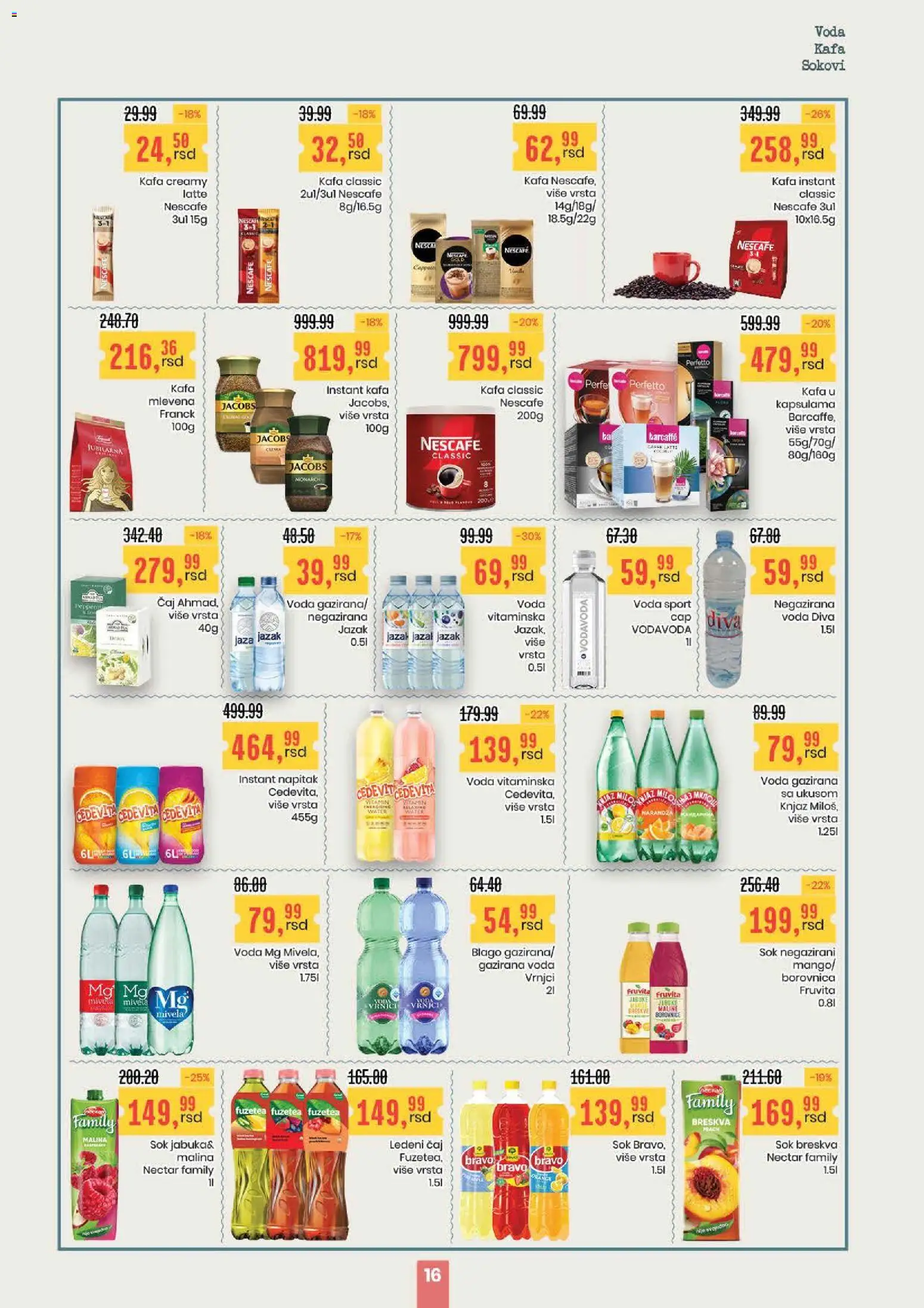 Aroma Market katalog - važi od 30.10.2025 | Strana: 16 | Proizvode: Borovnica, Malina, Sok, Breskva