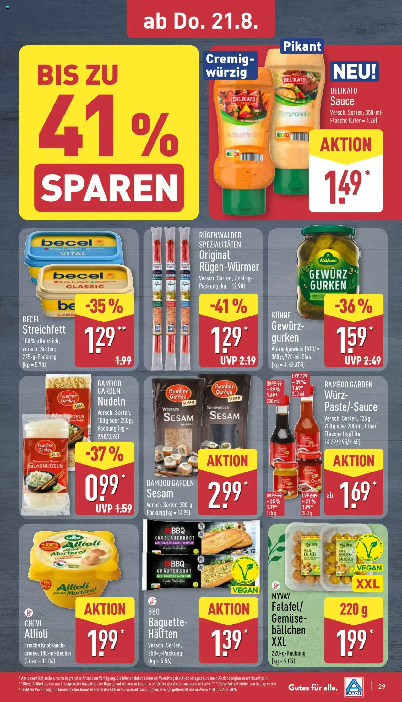 Aldi Prospekt 	 - gültig ab dem 18.08.2025 | Seite: 29 | Produkte: Becel, Creme, Nudeln, Gurken