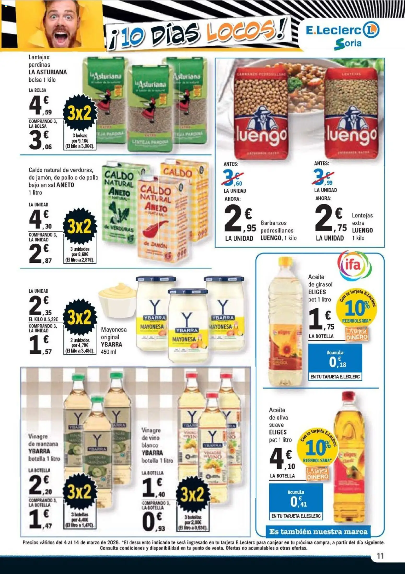 E.Leclerc Soria │ válido desde el 04.03.2026 | Página: 11 | Productos: Vino, Manzana, Aceite de girasol, Οθόνη προβολής