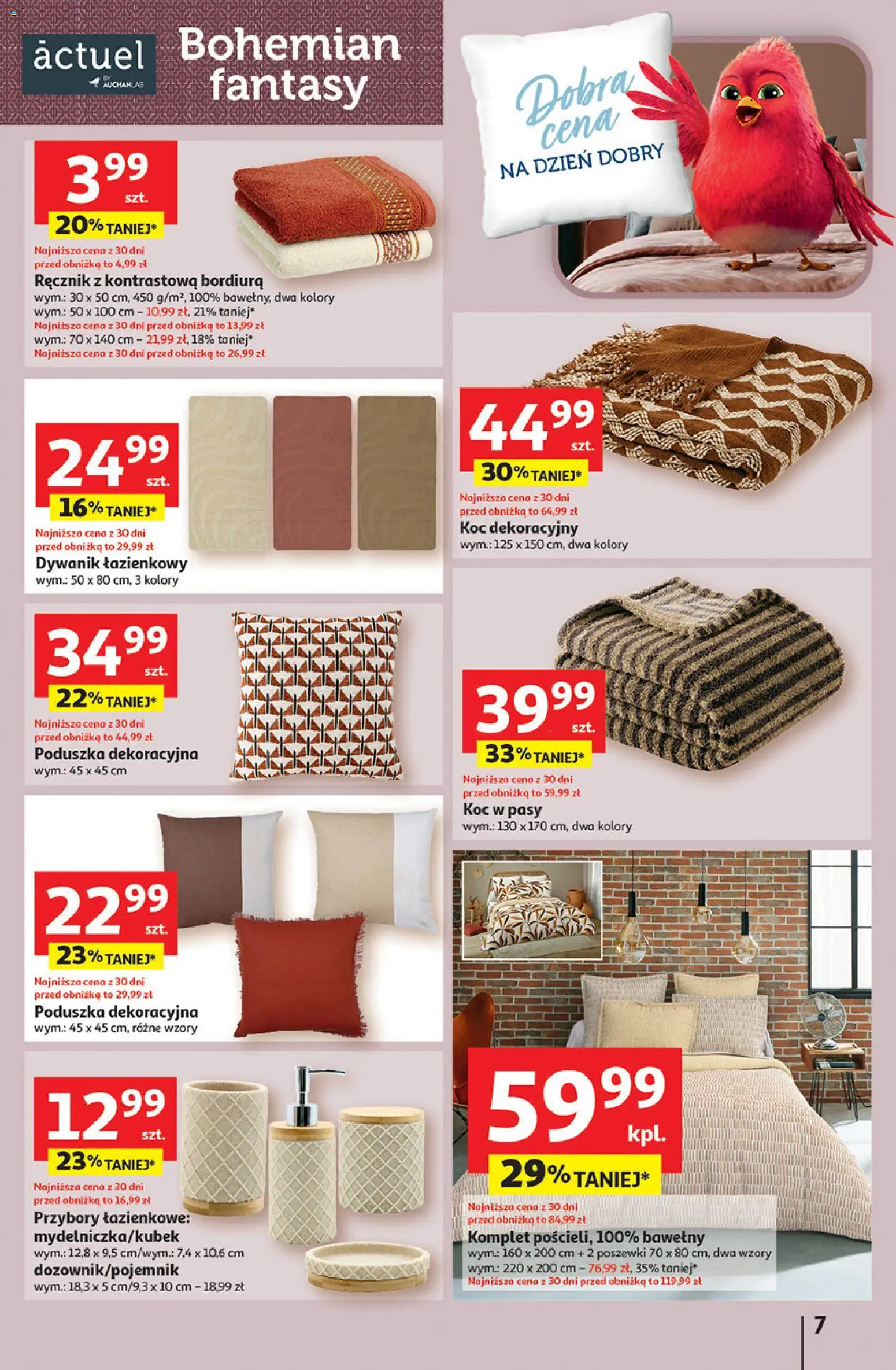 Auchan Gazetka - 30 Lat Hipermarket od 08.01.2026 | Strona: 7 | Produkty: Dywanik łazienkowy, Poduszka, Koc