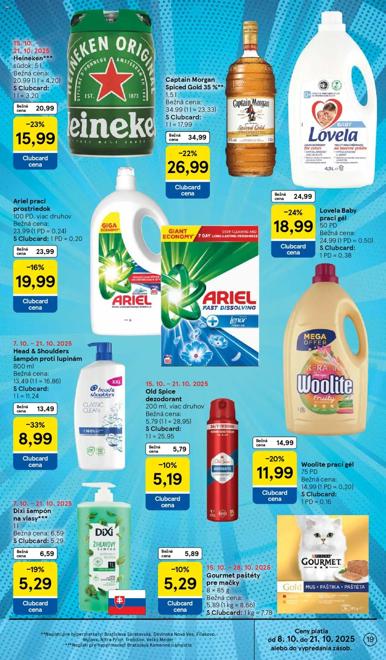 Nové Tesco akcie – leták je platný od 15.10.2025 | Strana: 19 | Produkty: Lovela, Šampón, Ariel, Lenor