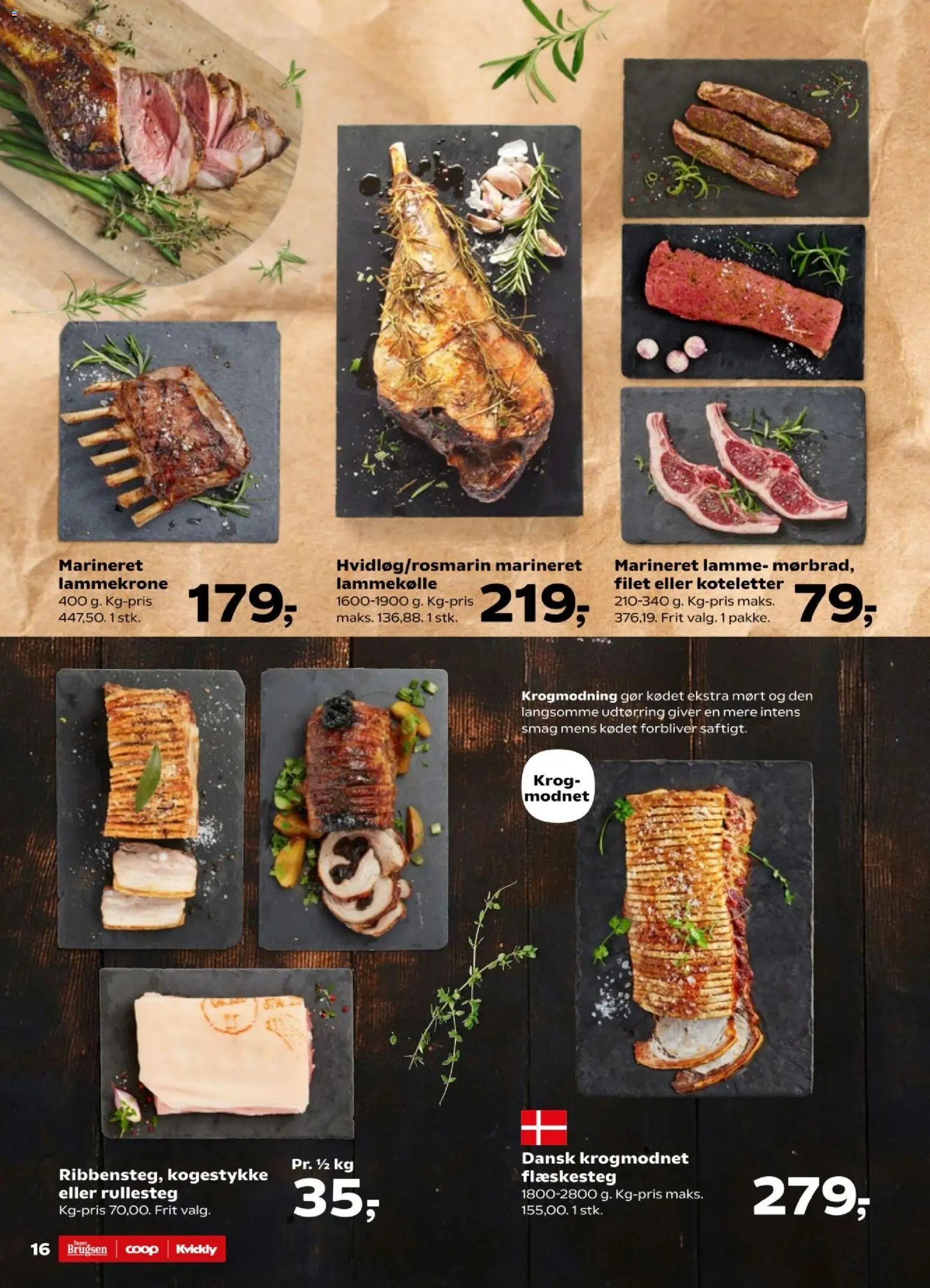 Super Brugsen tilbudsavis – gyldig fra 13.03.2026 | Side: 16 | Produkter: Koteletter, Lammekølle, Flæskesteg