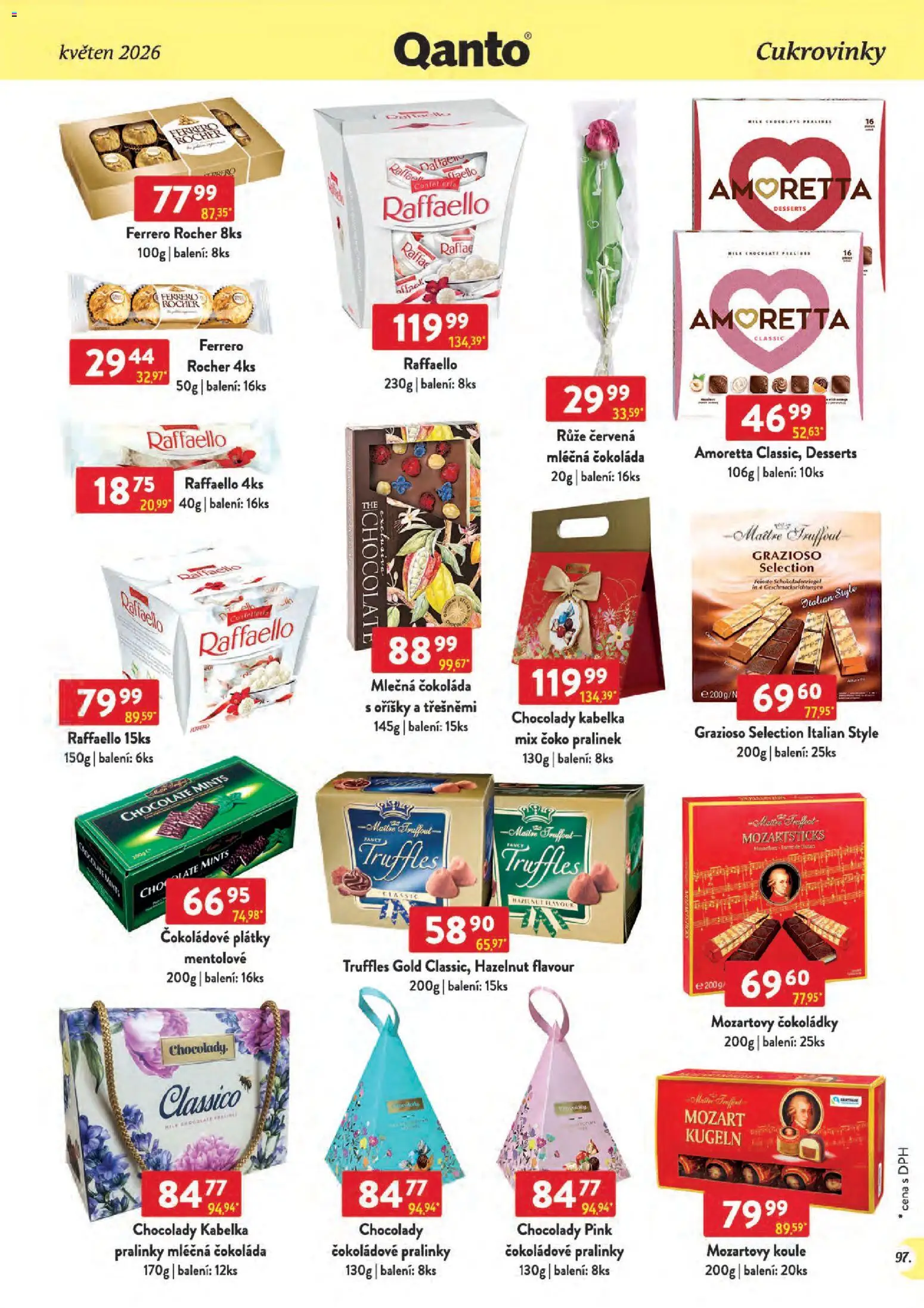 Astur & Qanto leták - Velkoobchod 05/2026 od 01.05.2026 | Strana: 97 | Produkty: Ferrero Rocher, Kabelka, Oříšky, Truffles