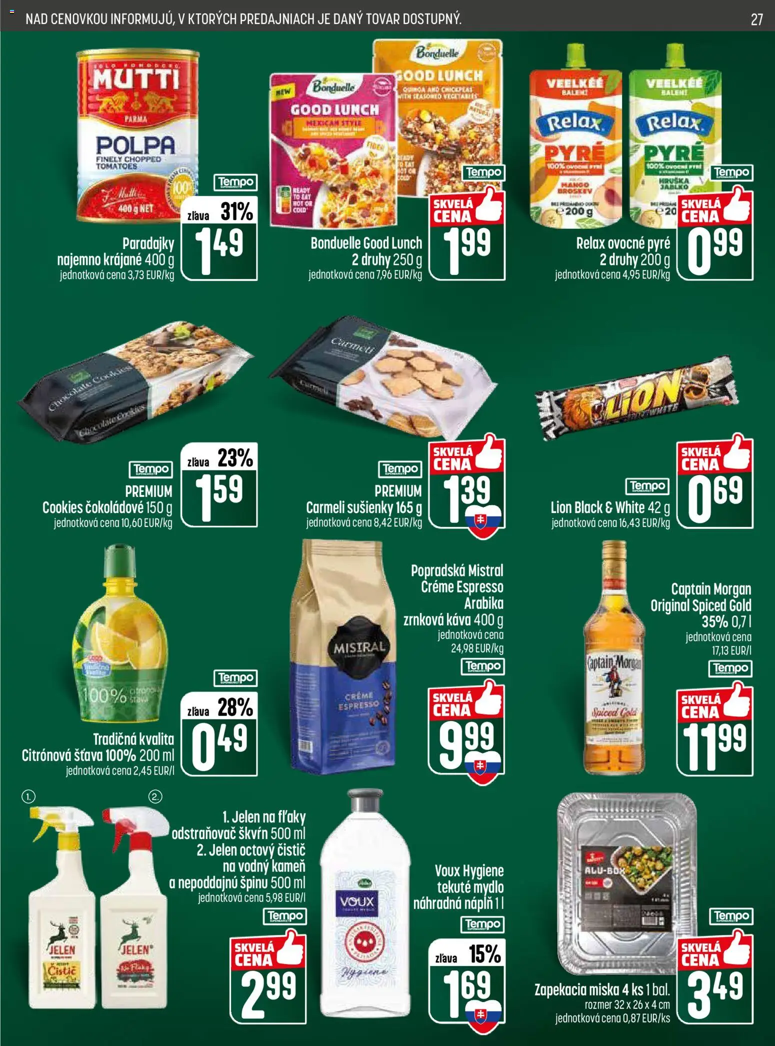 Nové COOP Jednota akcie – leták je platný od 30.04.2026 | Strana: 27 | Produkty: Káva, Captain Morgan, Mydlo, Zrnková káva