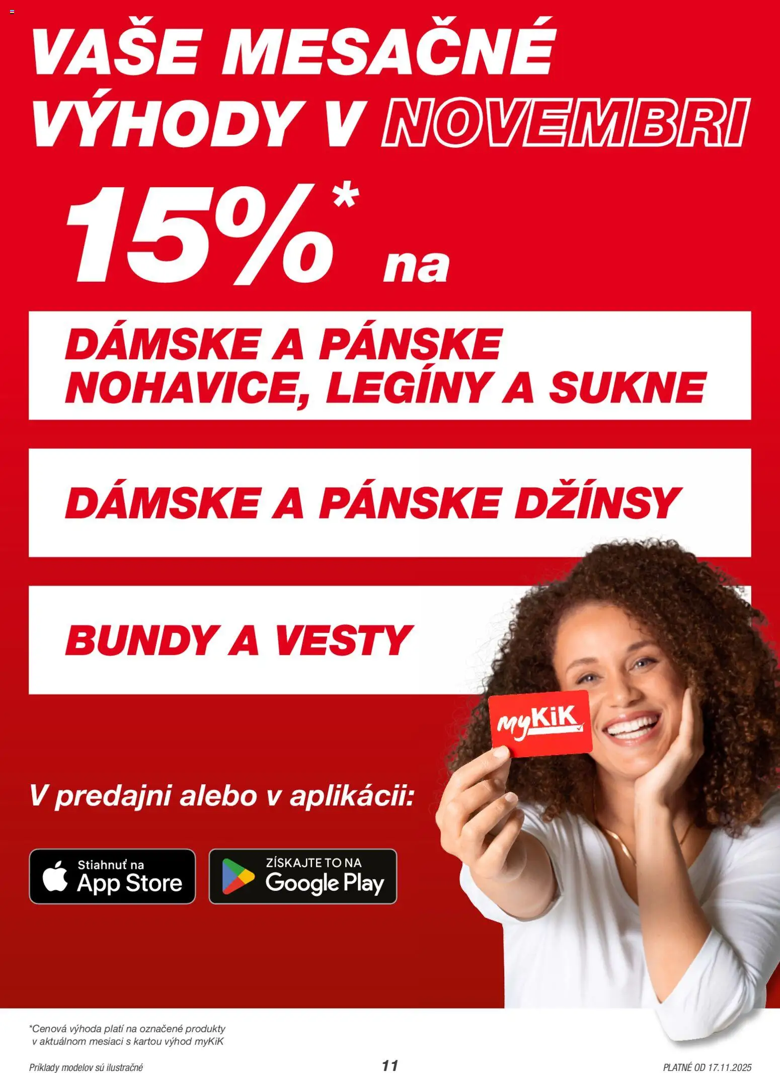 Nové Kik akcie – leták je platný od 17.11.2025 | Strana: 11 | Produkty: Sukne, Legíny