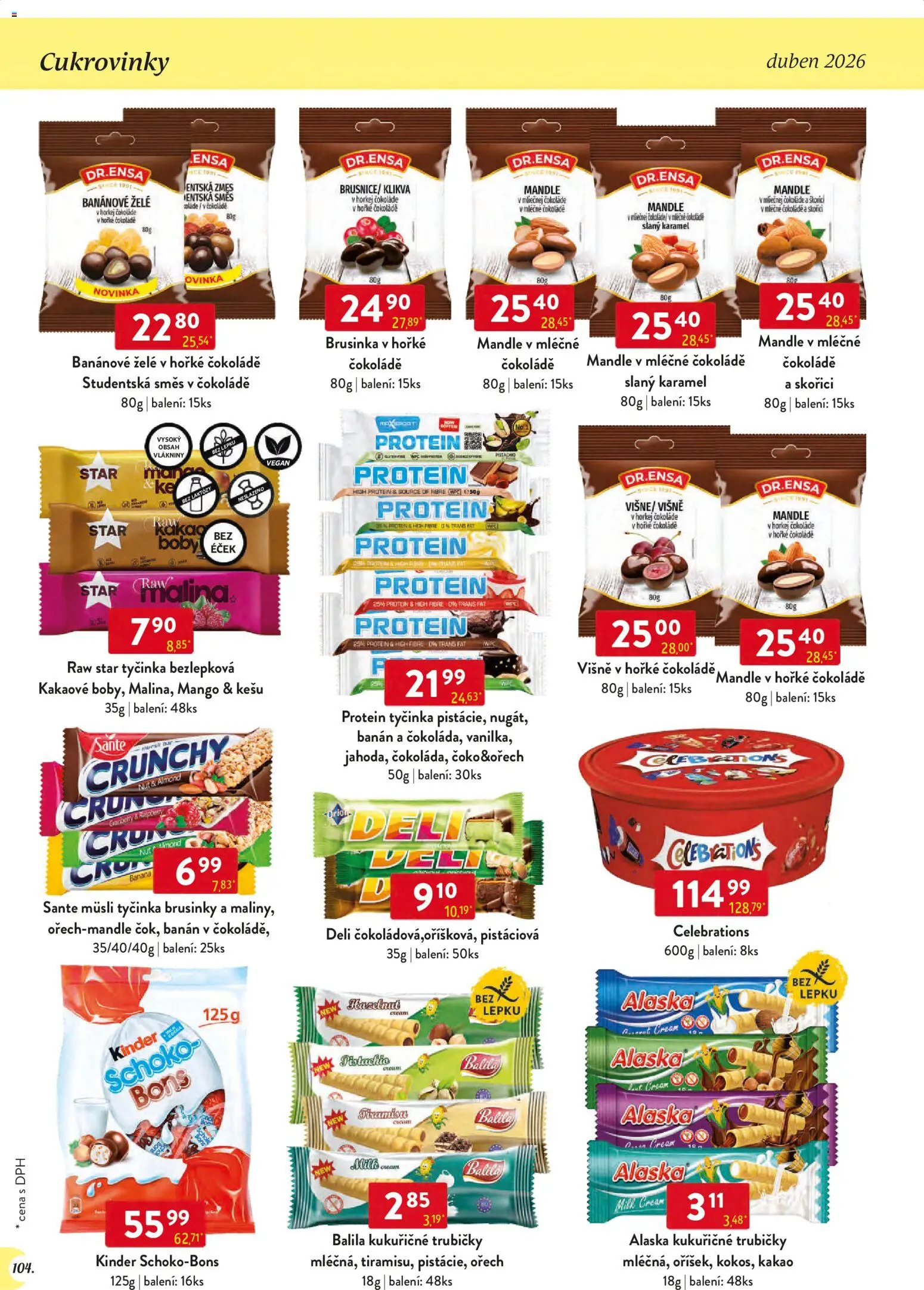 Astur & Qanto leták - Velkoobchod 04/2026 od 01.04.2026 | Strana: 104 | Produkty: Mango, Boby, Müsli tyčinka, Kinder