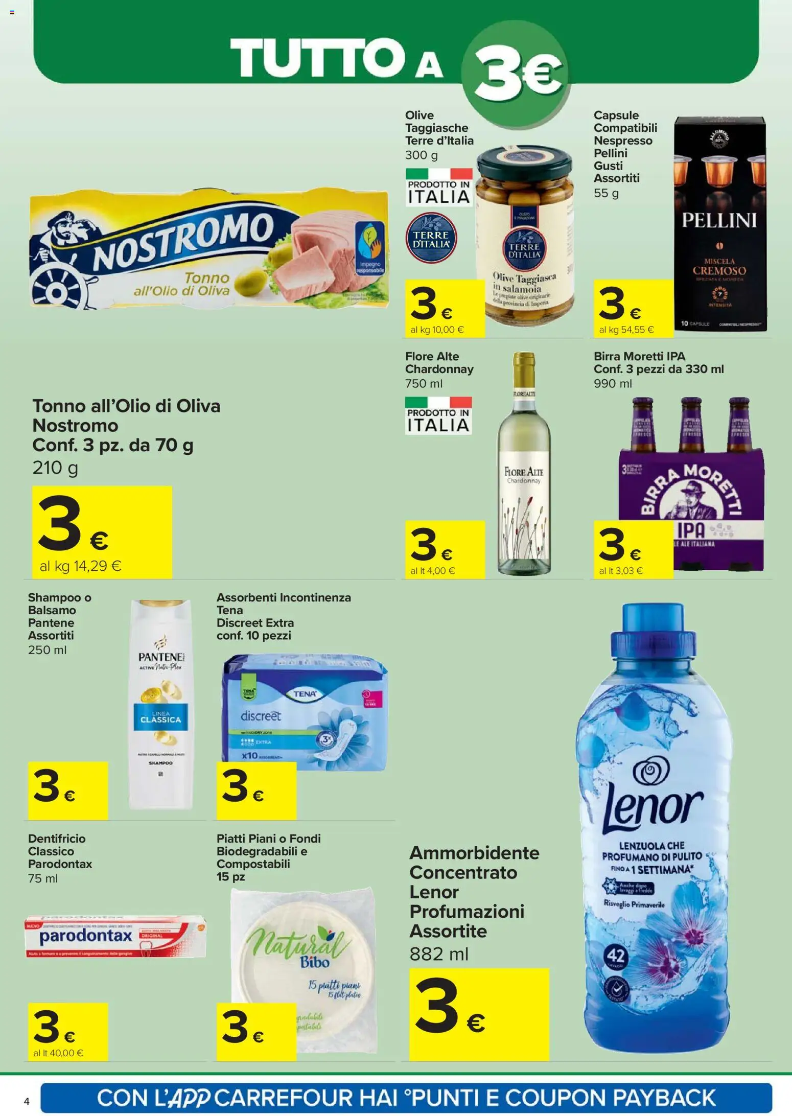 Volantino Carrefour del 02.01.2026 | Pagina: 4 | Prodotti: Birra, Ammorbidente, Olive, Lenzuola