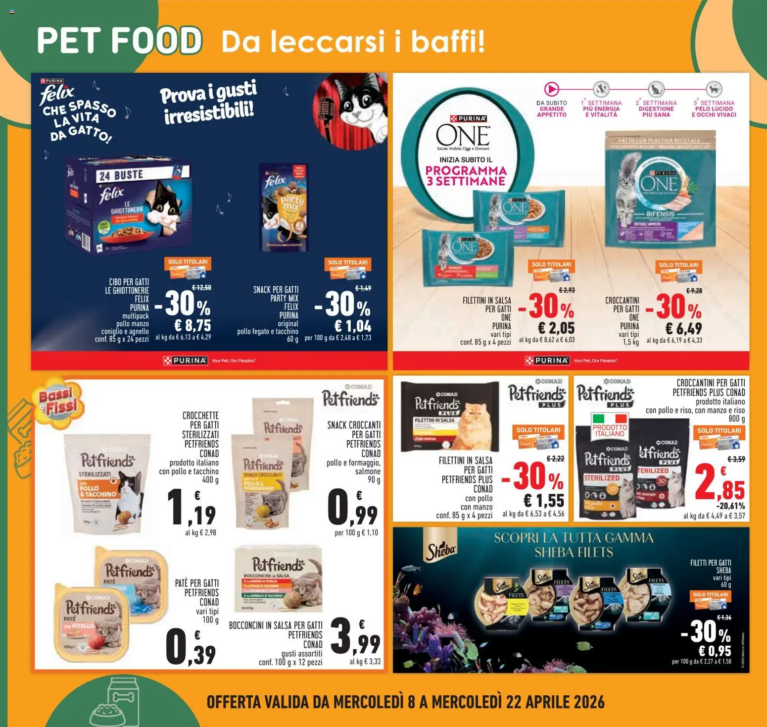 Volantino Conad del 08.04.2026 | Pagina: 22 | Prodotti: Paté, Crocchette, Vitello, Agnello