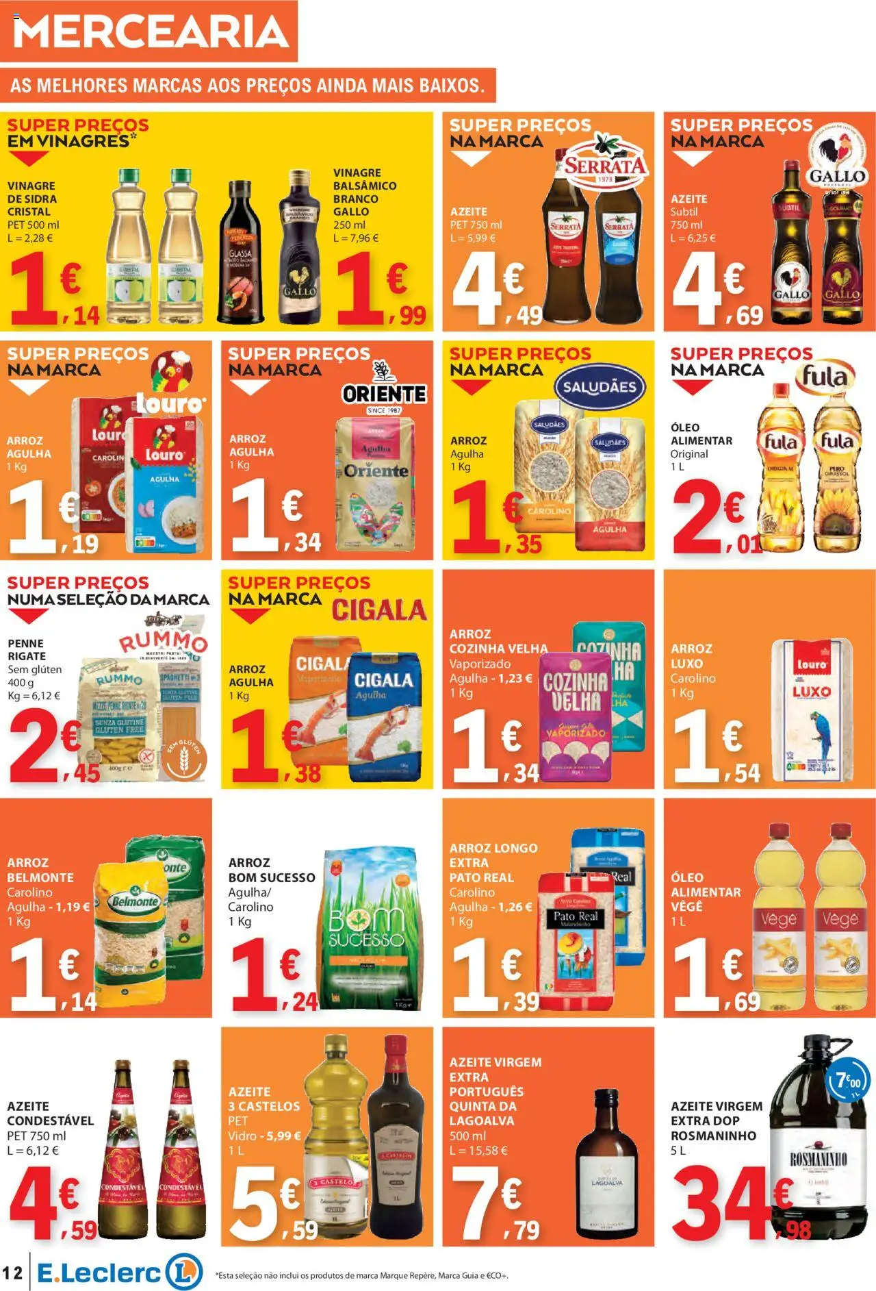 E.Leclerc folheto │ válido de 07.08.2025 | Página: 12 | Produtos: Vinagre balsâmico, Louro, Óleo, Arroz