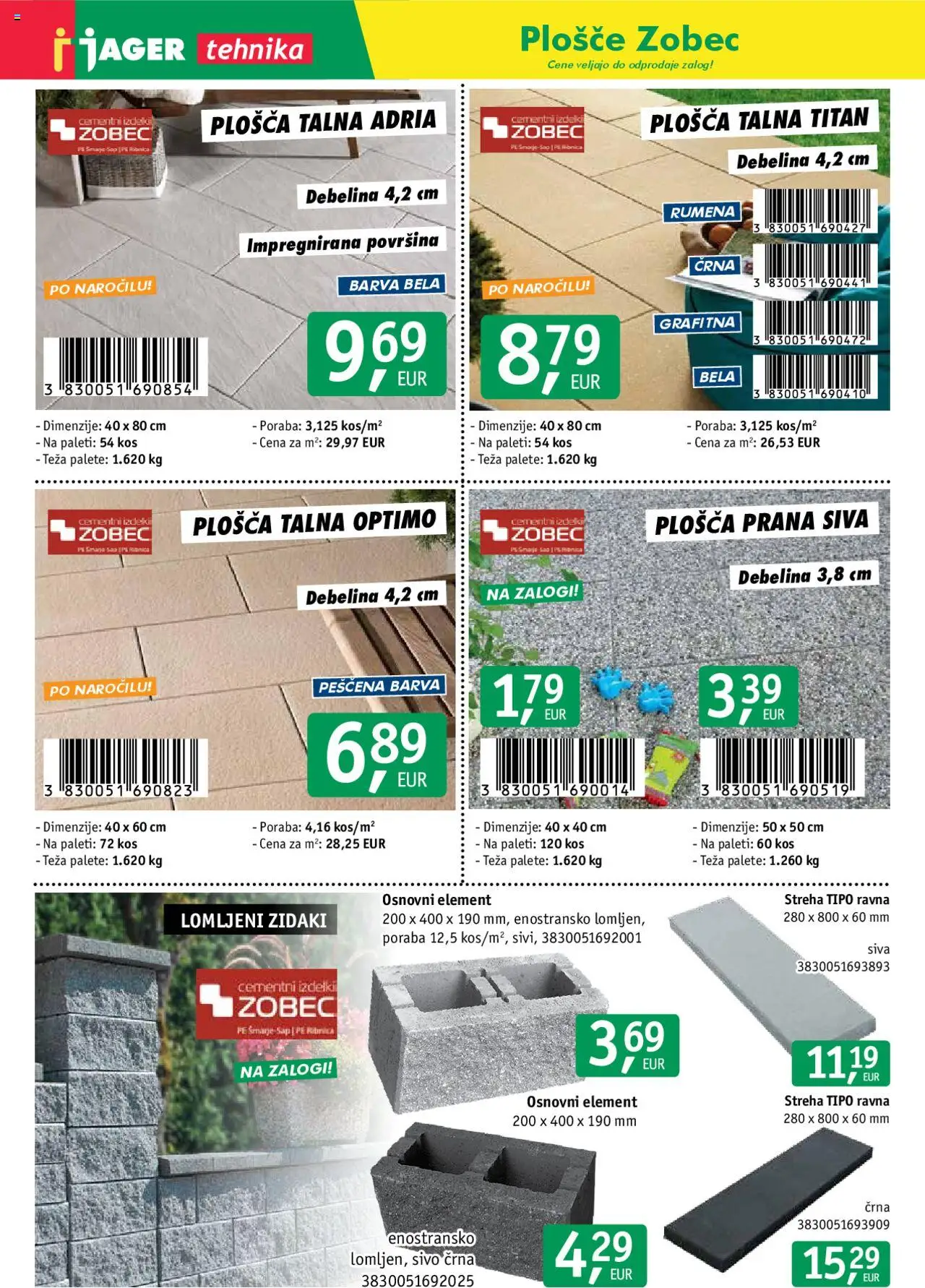Jager katalog tlakovcev │ velja od 14.04.2025 | Stran: 9 | Izdelki: Teza, Kos, Barva