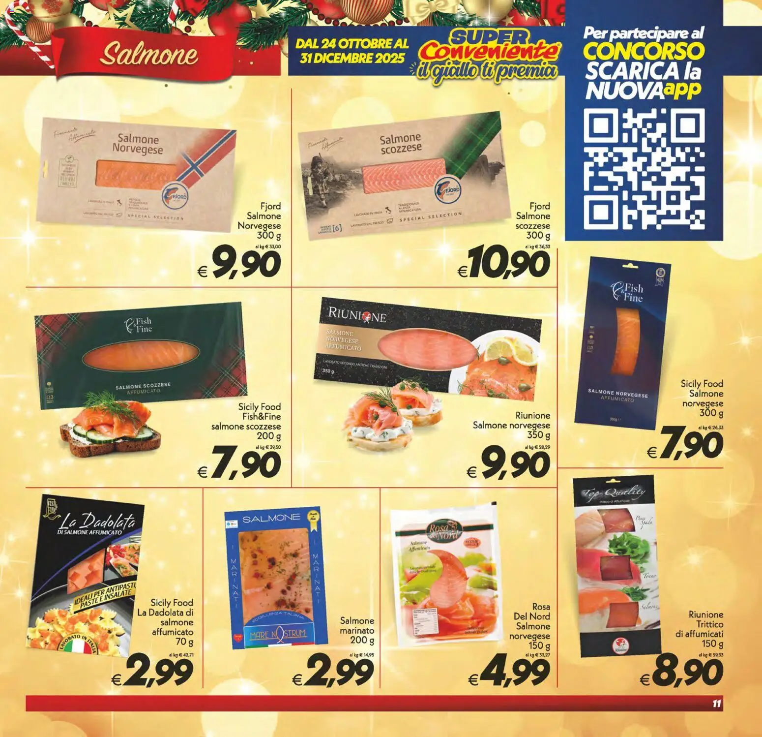 Volantino SuperConveniente del 16.12.2025 | Pagina: 11 | Prodotti: Salmone affumicato, Salmone, Top