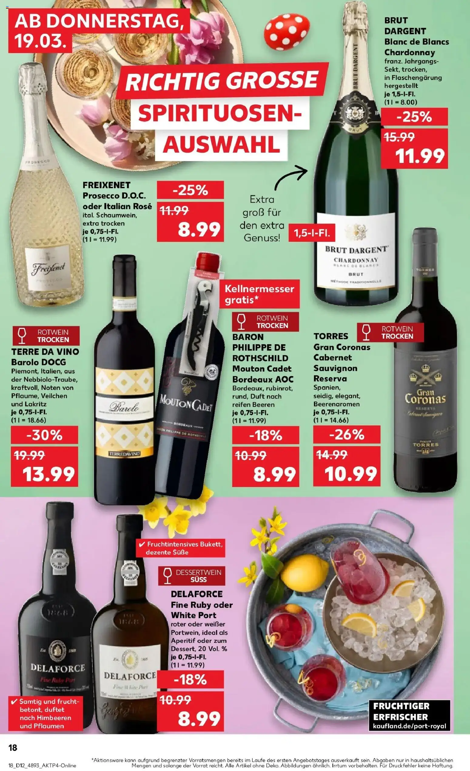 Kaufland Prospekt Zossen	 – gültig ab 19.03.2026 | Seite: 18 | Produkte: Pflaumen, Rotwein trocken, Prosecco, Brut dargent