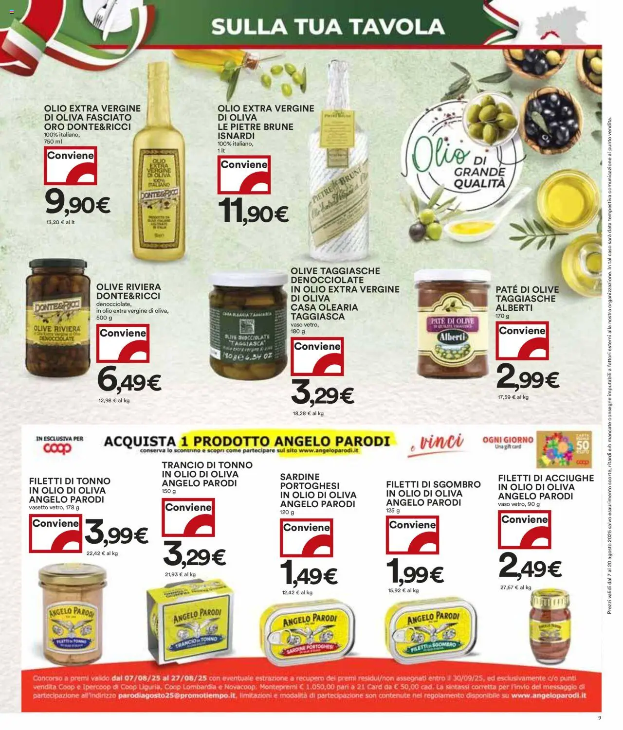 Volantino COOP del 07.08.2025 | Pagina: 9 | Prodotti: Paté, Data, Acciughe, Sgombro