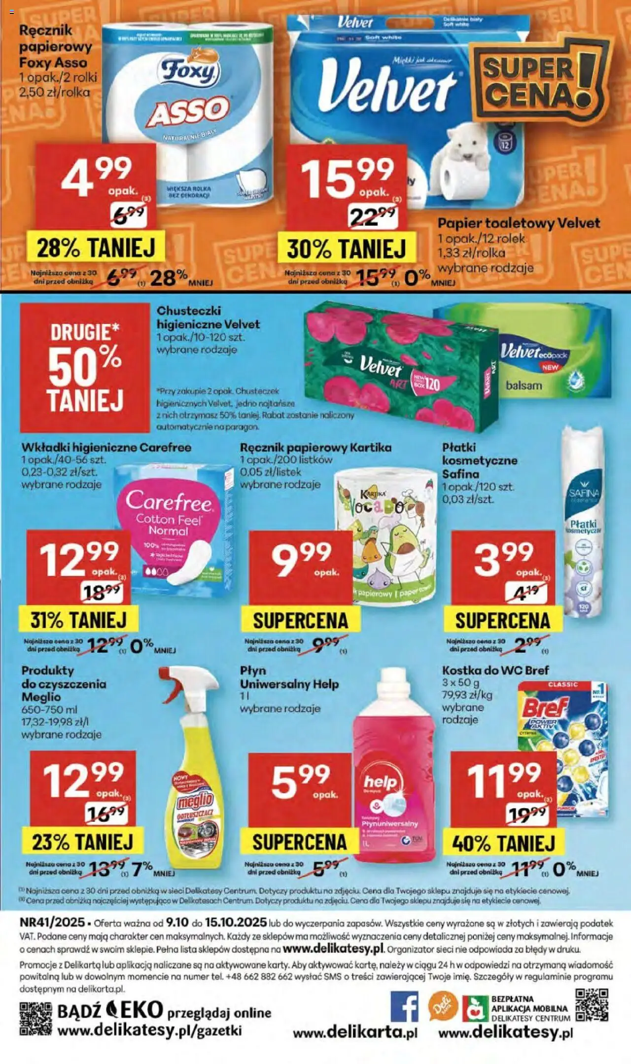Delikatesy Centrum Gazetka od 09.10.2025 | Strona: 52 | Produkty: Papier toaletowy, Delikatesy, Płatki, Ręcznik papierowy