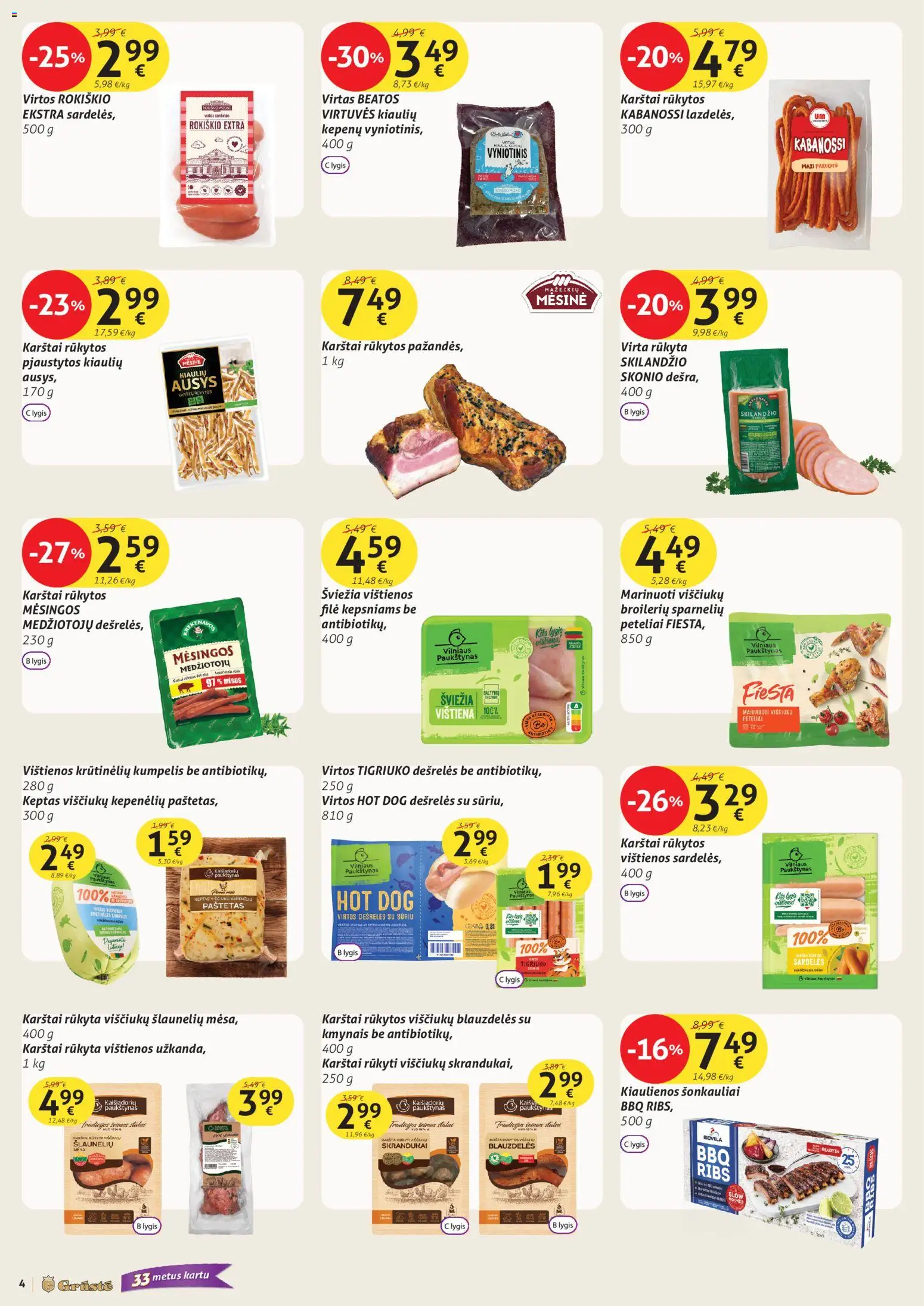 GRUSTE akcijos nuo 02.11.2025 | Puslapis: 4 | Prekių: Sardelės, Vištienos, Kiaulienos, Vištiena