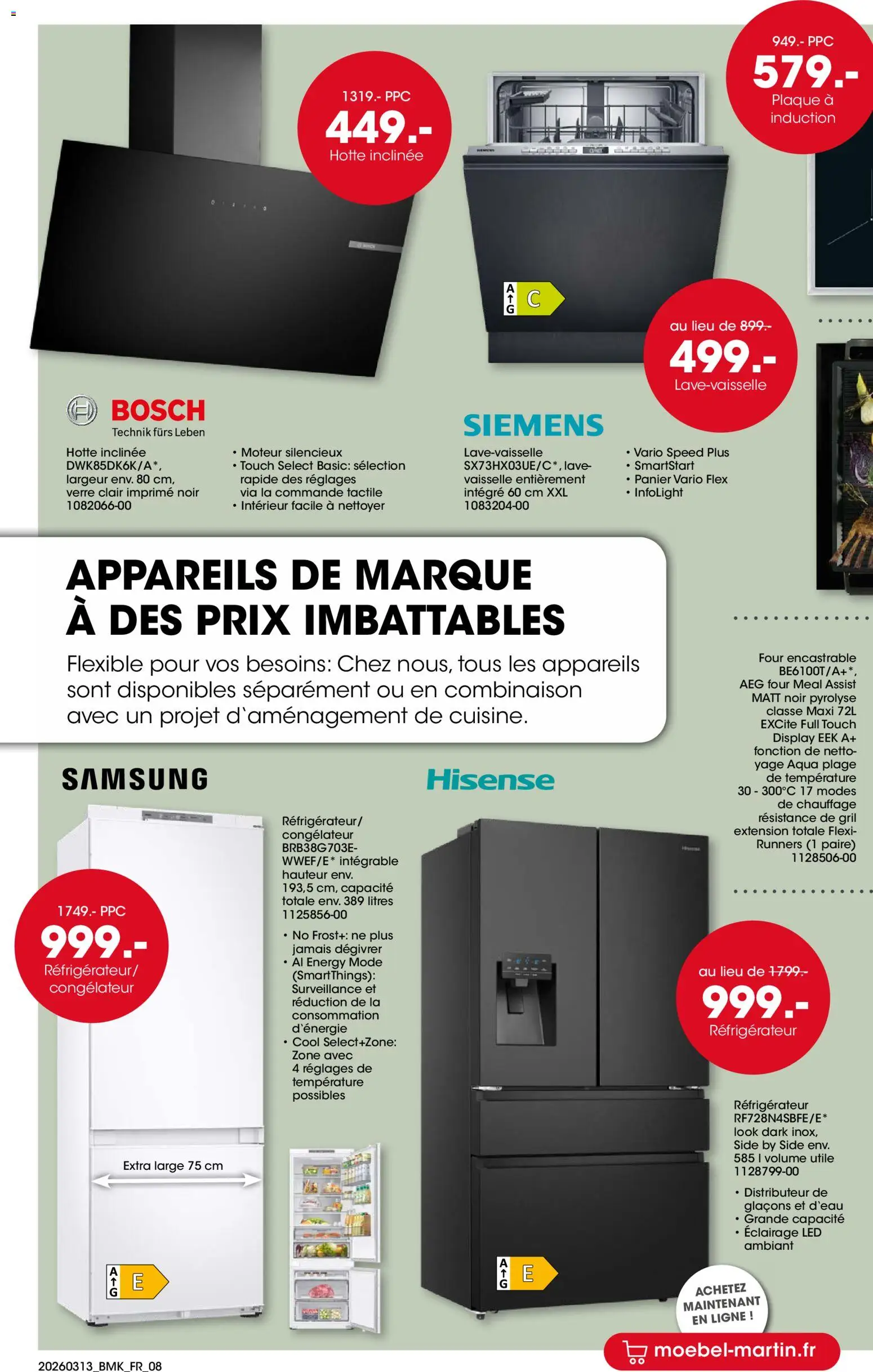 {H1} | Page: 8 | Produits: Réfrigérateur, Congélateur, Four, Panier