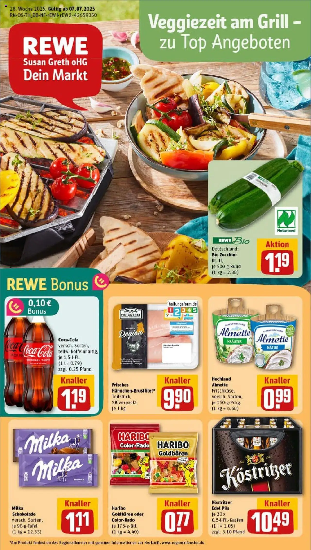 Rewe prospekt Neuhaus Am Rennweg	 - gültig ab dem 06.07.2025 | Seite: 1 | Produkte: Almette, Haribo, Milka schokolade, Pils