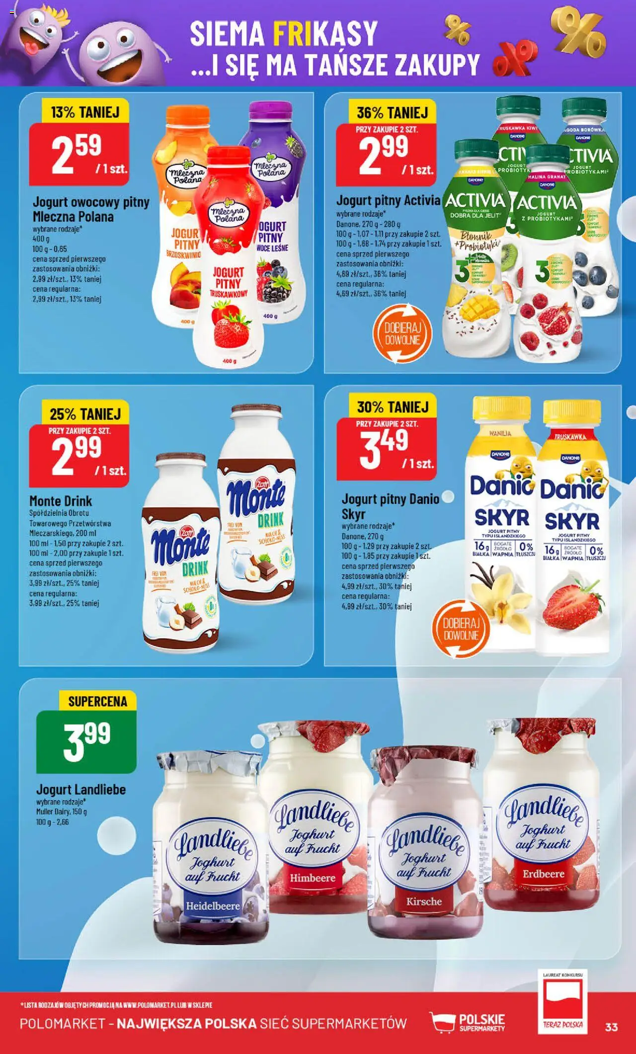 POLOmarket Gazetka od 02.07.2025 | Strona: 33 | Produkty: Jogurt pitny, Ananas, Kiwi, Skyr