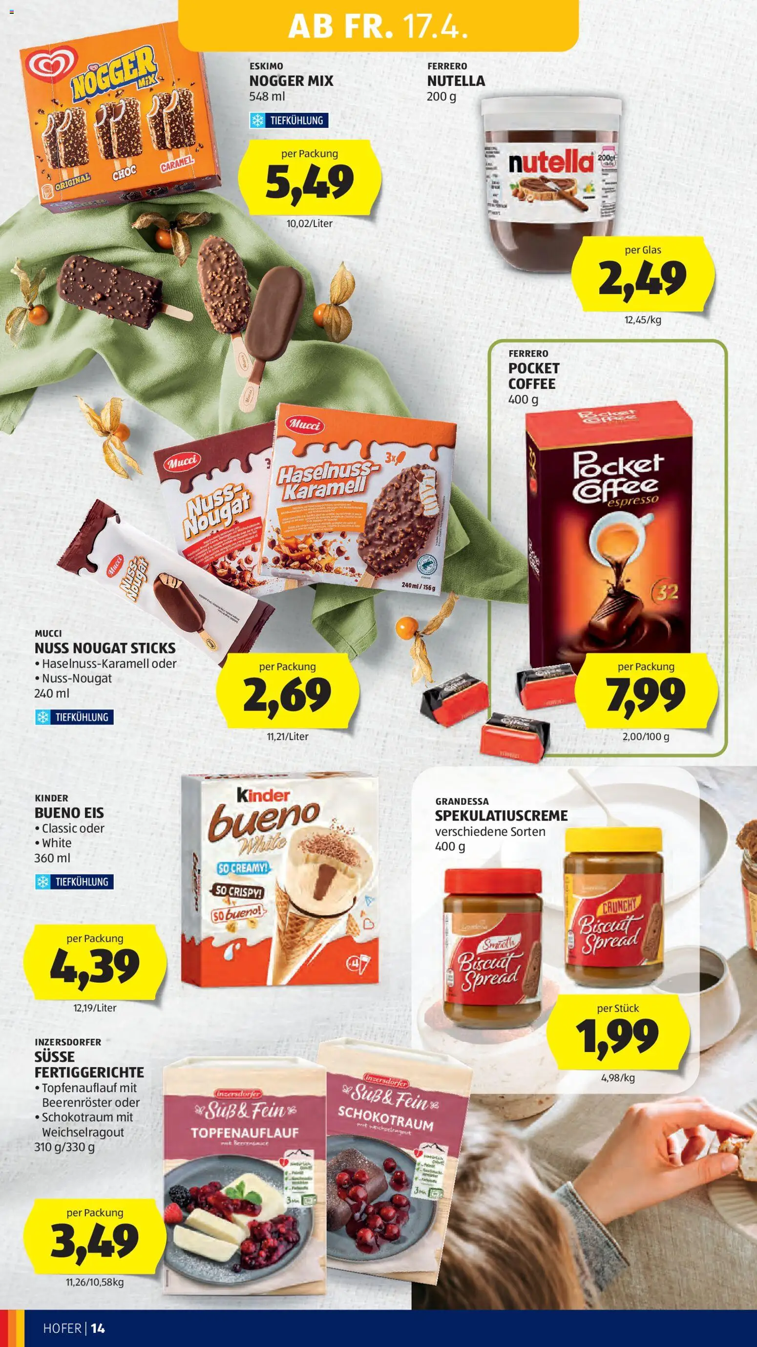 Hofer Flugblatt gültig ab 20.04.2026 | Seite: 16 | Produkte: Eis, Fertiggerichte