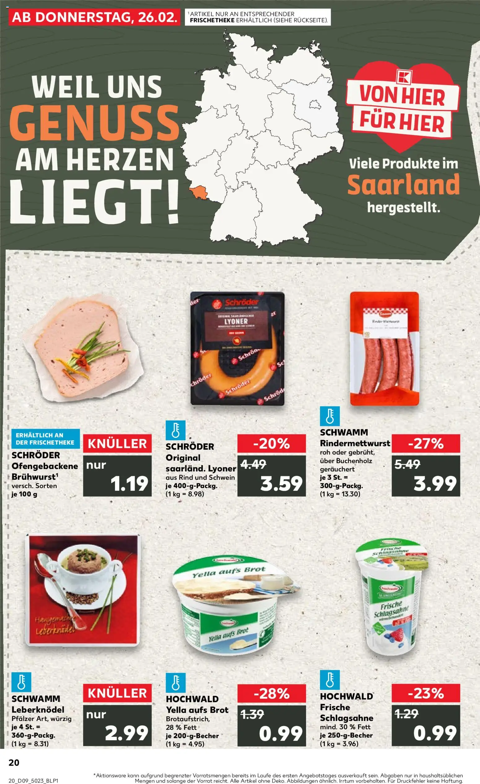 Kaufland prospekt Völklingen	 – gültig ab 26.02.2026 | Seite: 20 | Produkte: Schlagsahne, Brot