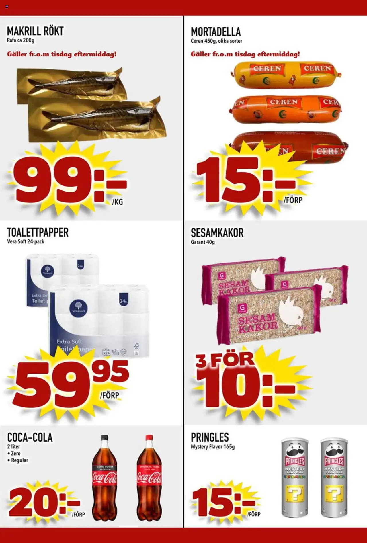 Din Mat reklamblad aktuell från 08.09.2025 | Sida: 3 | Produkter: Pringles, Toalettpapper, Galler, Coca cola