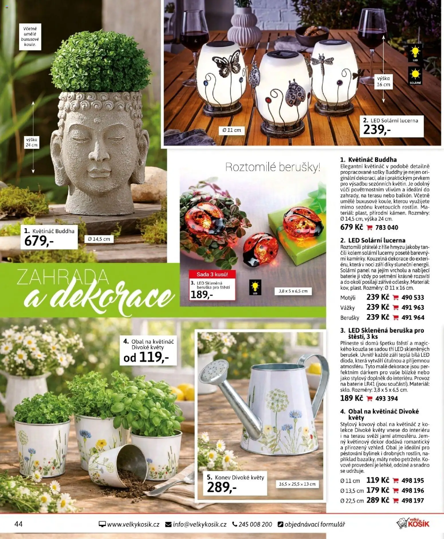Velký Košík katalog duben 2026 od 01.04.2026 | Strana: 44 | Produkty: Zahrada, Lucerna, Obal na květináč, Baterie