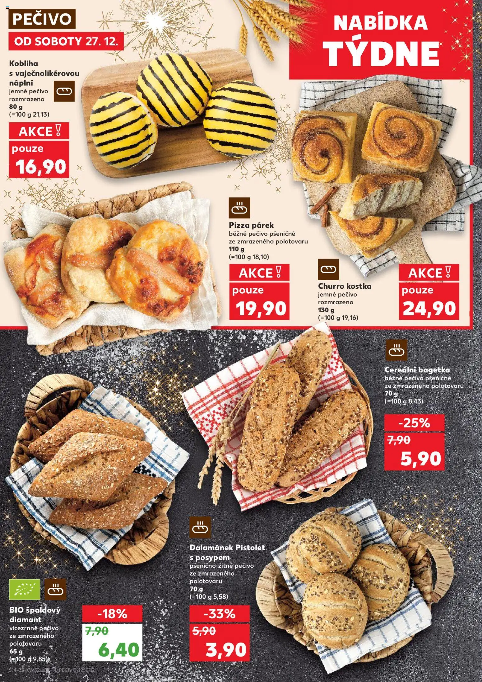 Kaufland leták - Praha 8 od 27.12.2025 | Strana: 14 | Produkty: Donut, Pizza, Pečivo, Dalamánek