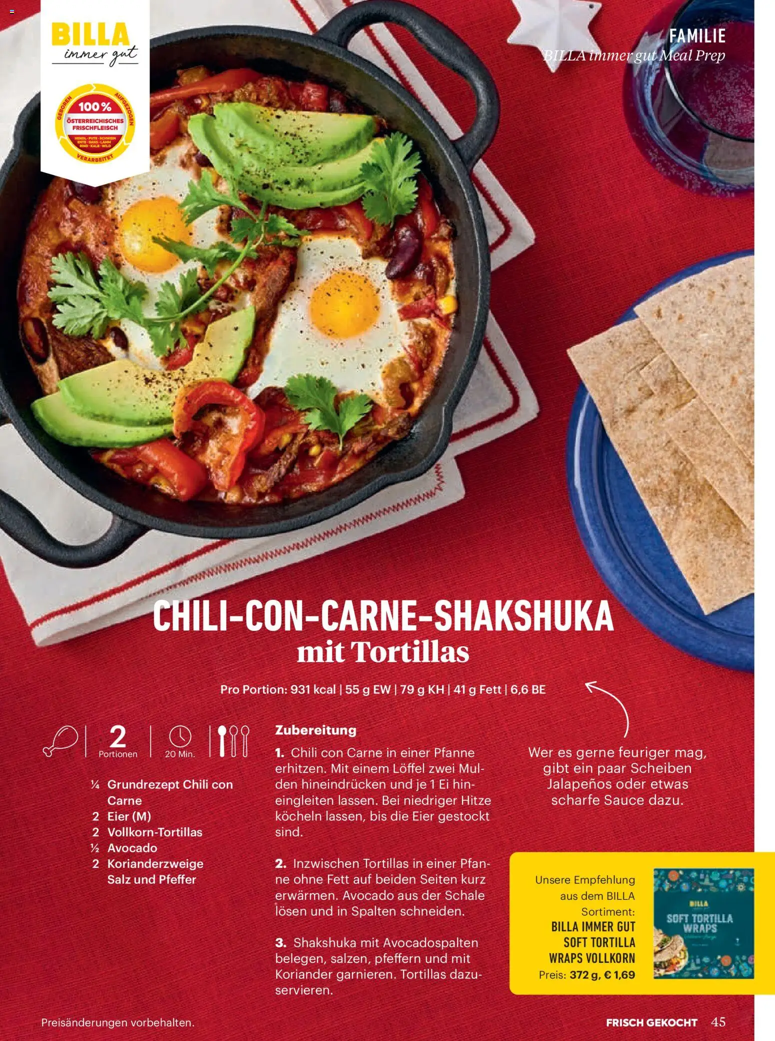 Billa  Frisch Gekocht gültig ab 01.12.2025 | Seite: 45 | Produkte: Salz, Pfeffer, Chili, Eier