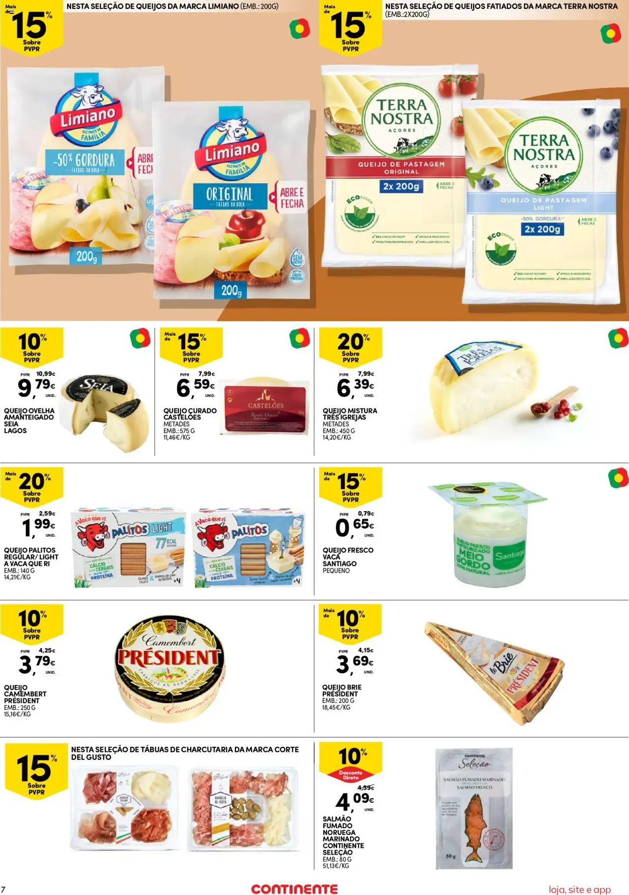 Continente Semanal Continente Bom Dia │ válido de 12.08.2025 | Página: 7 | Produtos: Cálcio, Salmão, Queijo, Proteina