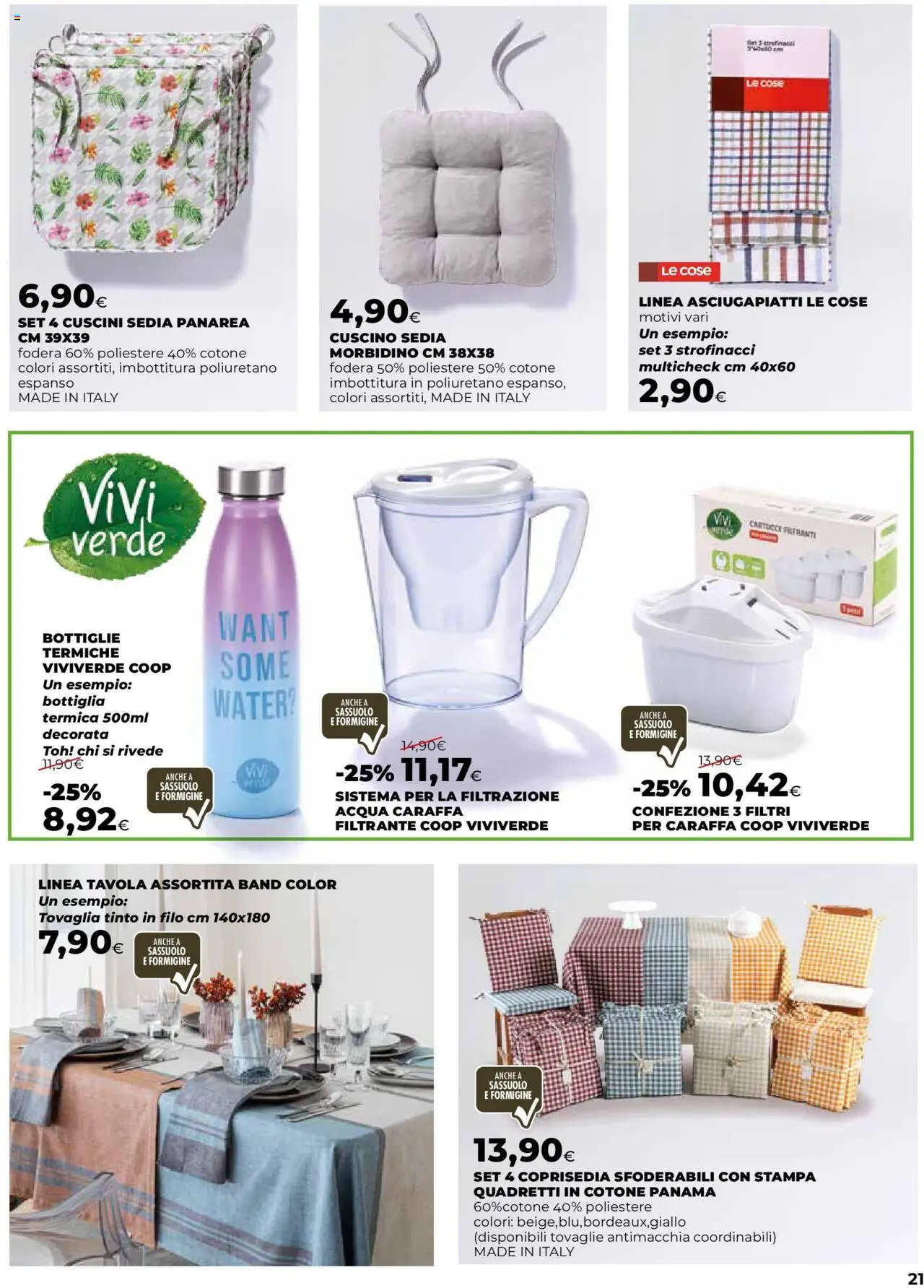 Volantino Ipercoop del 08.10.2025 | Pagina: 21 | Prodotti: Caraffa, Bottiglia, Tovaglia, Sedia