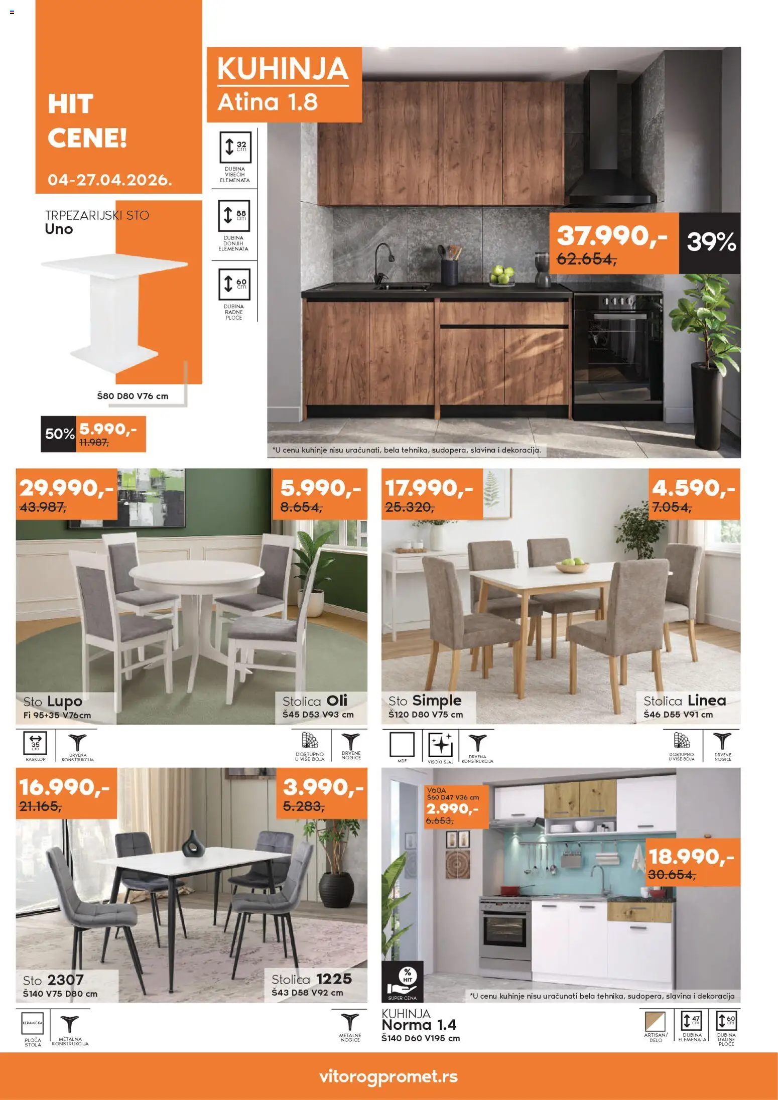 Vitorog katalog - važi od 04.04.2026 | Strana: 8 | Proizvode: Sto, Stolica, Kuhinja, Trpezarijski sto
