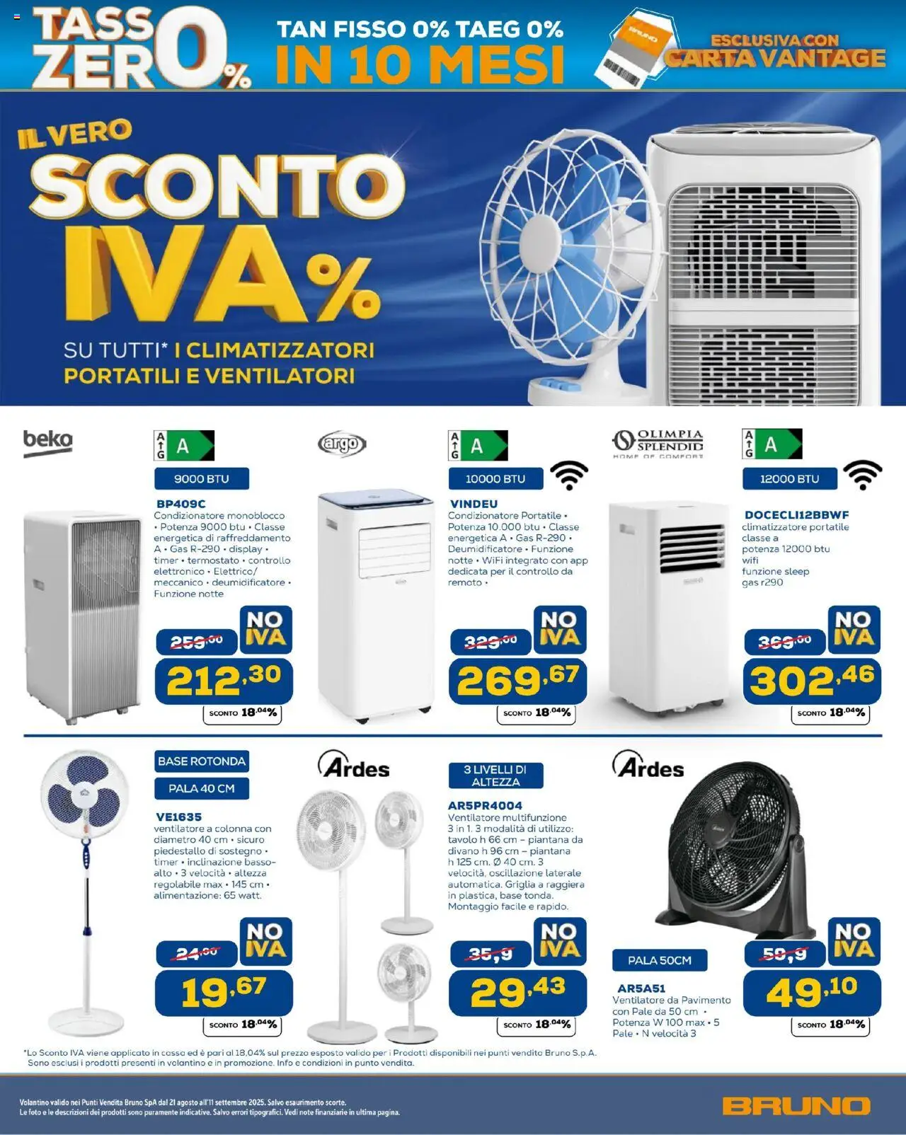 Volantino BRUNO del 21.08.2025 | Pagina: 37 | Prodotti: Ventilatore, Condizionatore, Divano, Tavolo