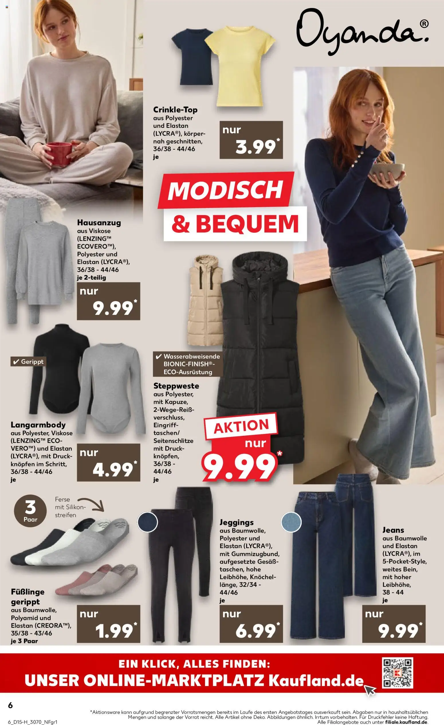Kaufland Prospekt Leipzig	 – gültig ab 09.04.2026 | Seite: 6 | Produkte: Top, Steppweste, Leggings, Jeans
