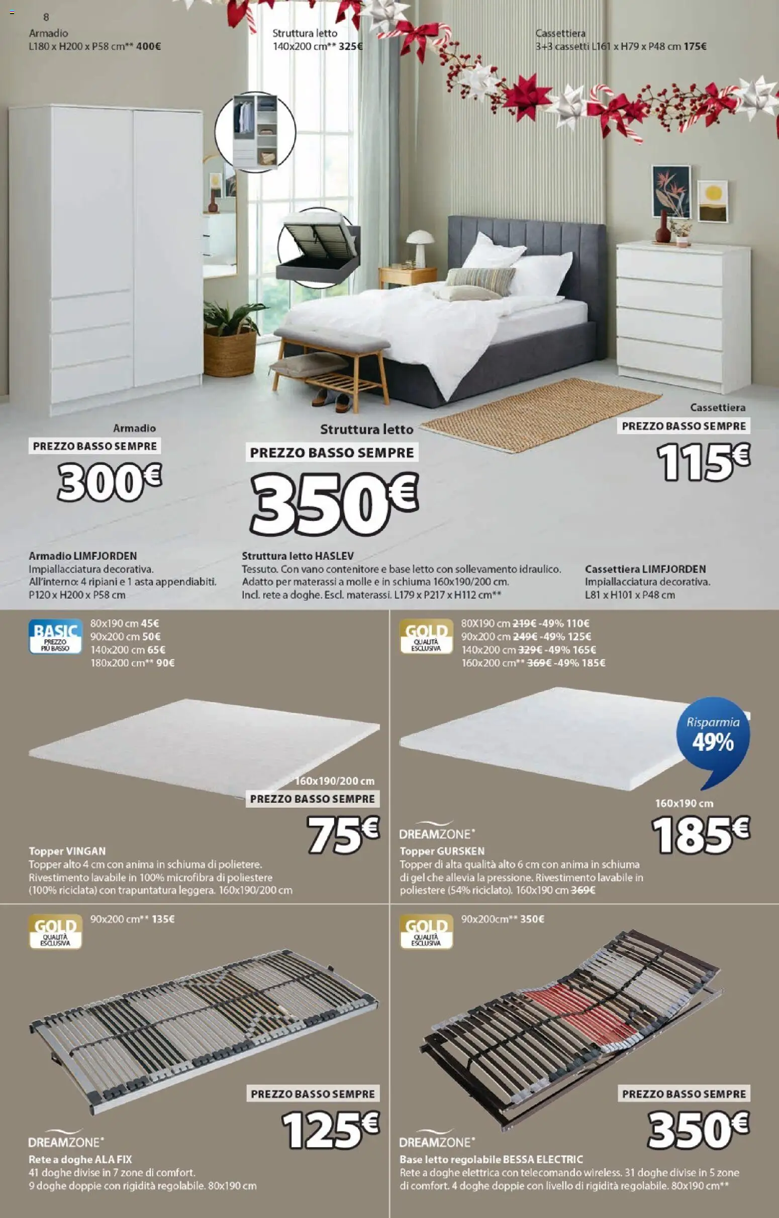 Volantino JYSK del 11.12.2025 | Pagina: 8 | Prodotti: Telecomando, Letto, Armadio, Cassettiera