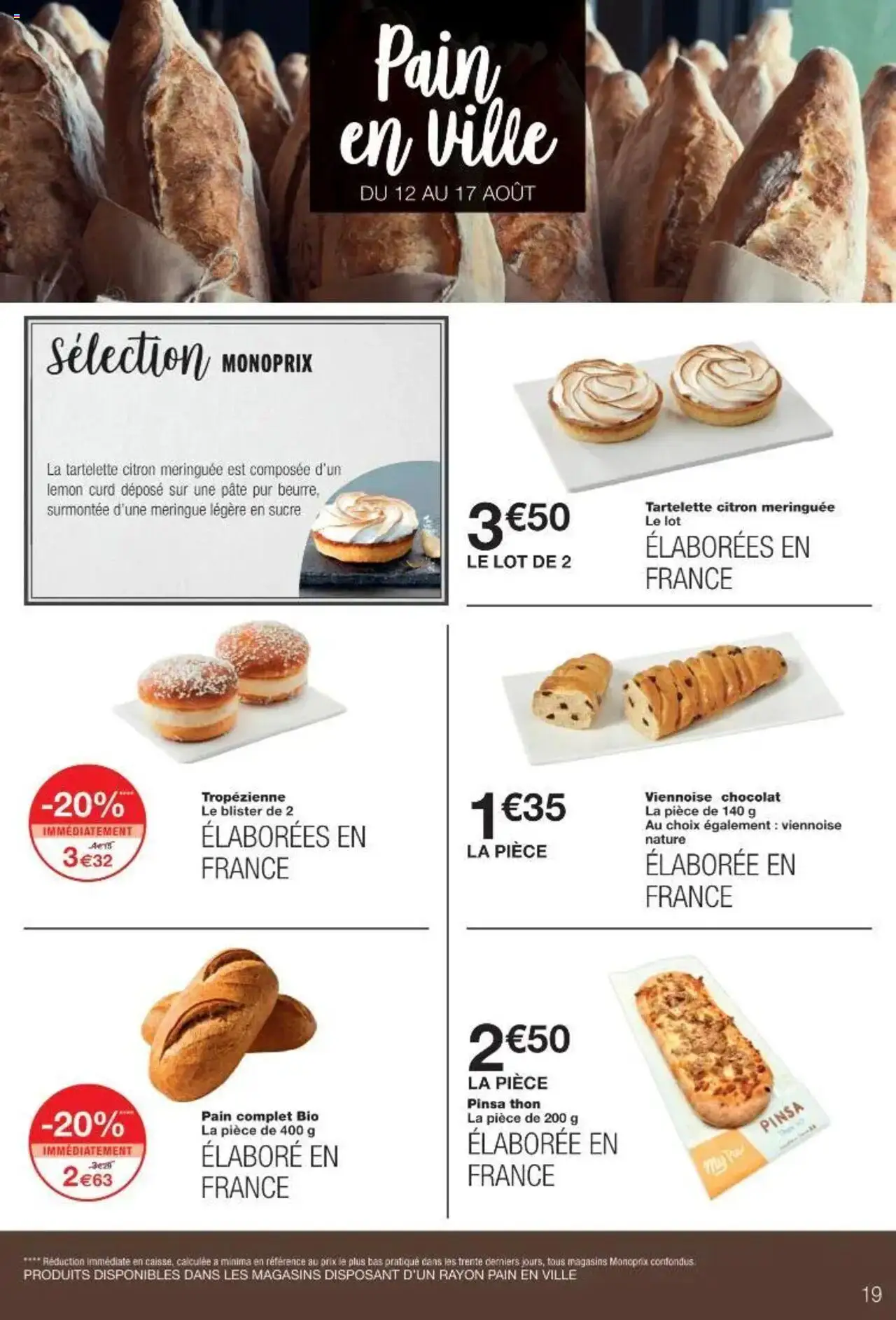  | Page: 19 | Produits: Pinsa, Thon, Pain, Chocolat