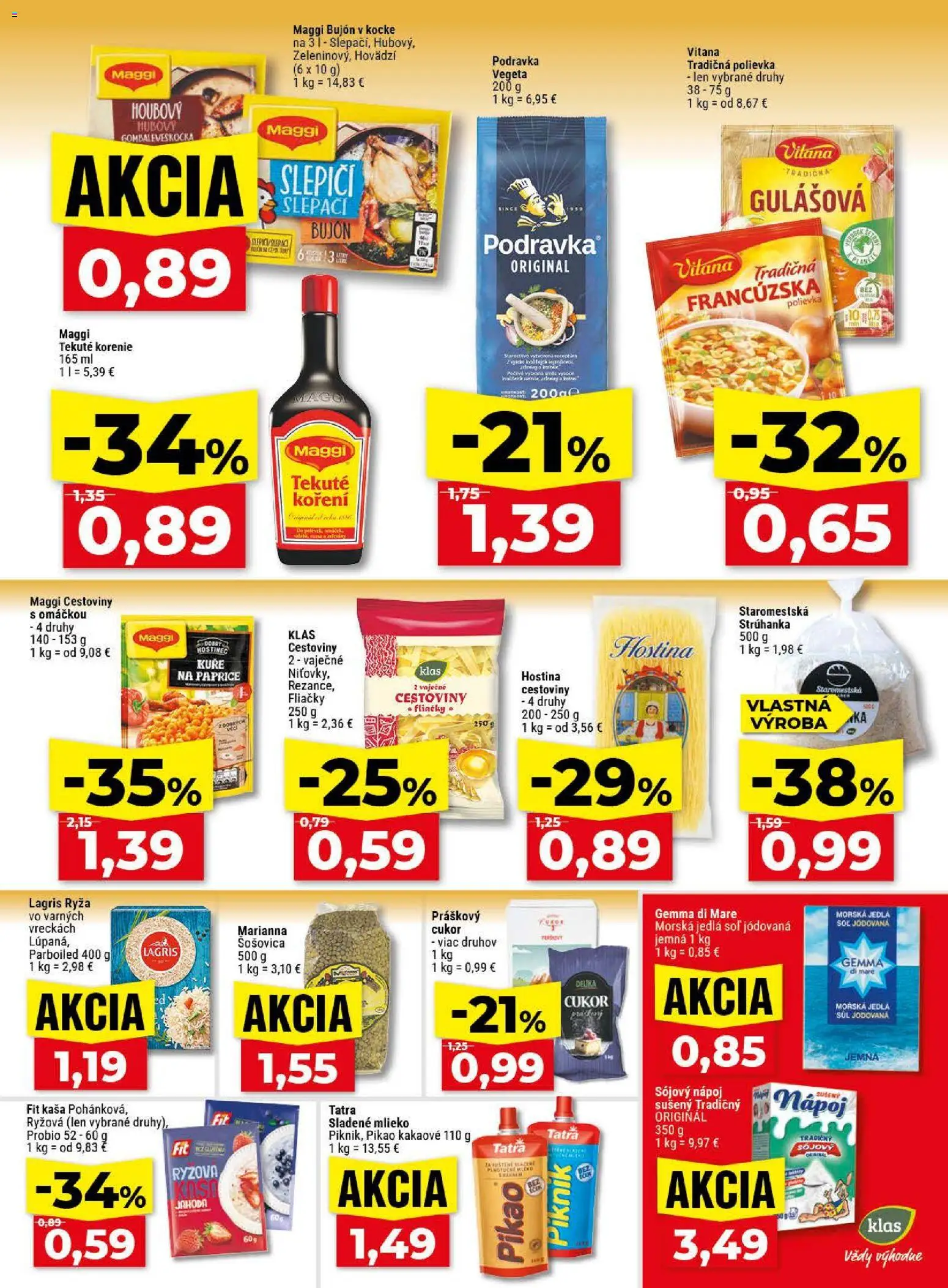 Nové Klas akcie – leták je platný od 20.04.2026 | Strana: 14 | Produkty: Bujón, Ryža, Korenie, Soľ