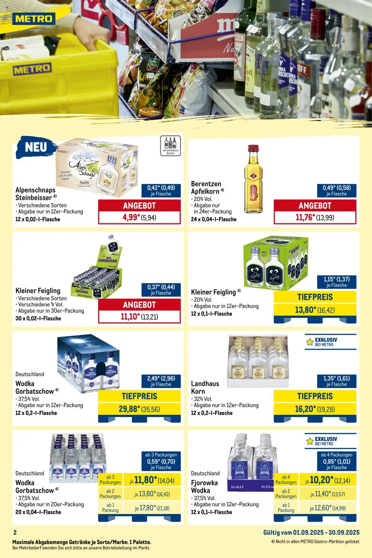 Metro  Monats-Mix - gültig ab dem 01.09.2025 | Seite: 2 | Produkte: Kleiner feigling, Wodka, Berentzen
