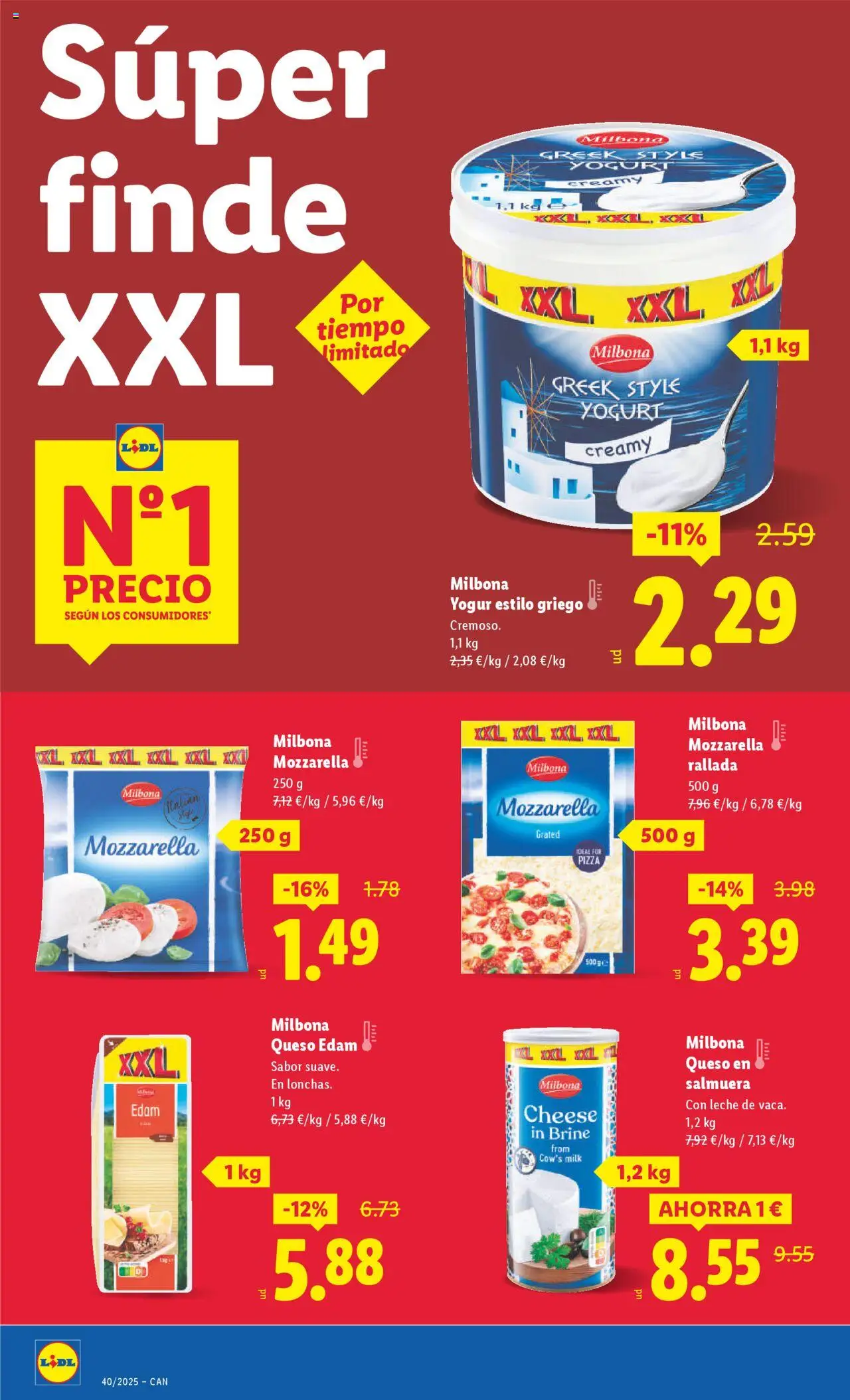 Lidl - Canarias │ válido desde el 29.09.2025 | Página: 18 | Productos: Leche, Queso, Yogur, Pizza