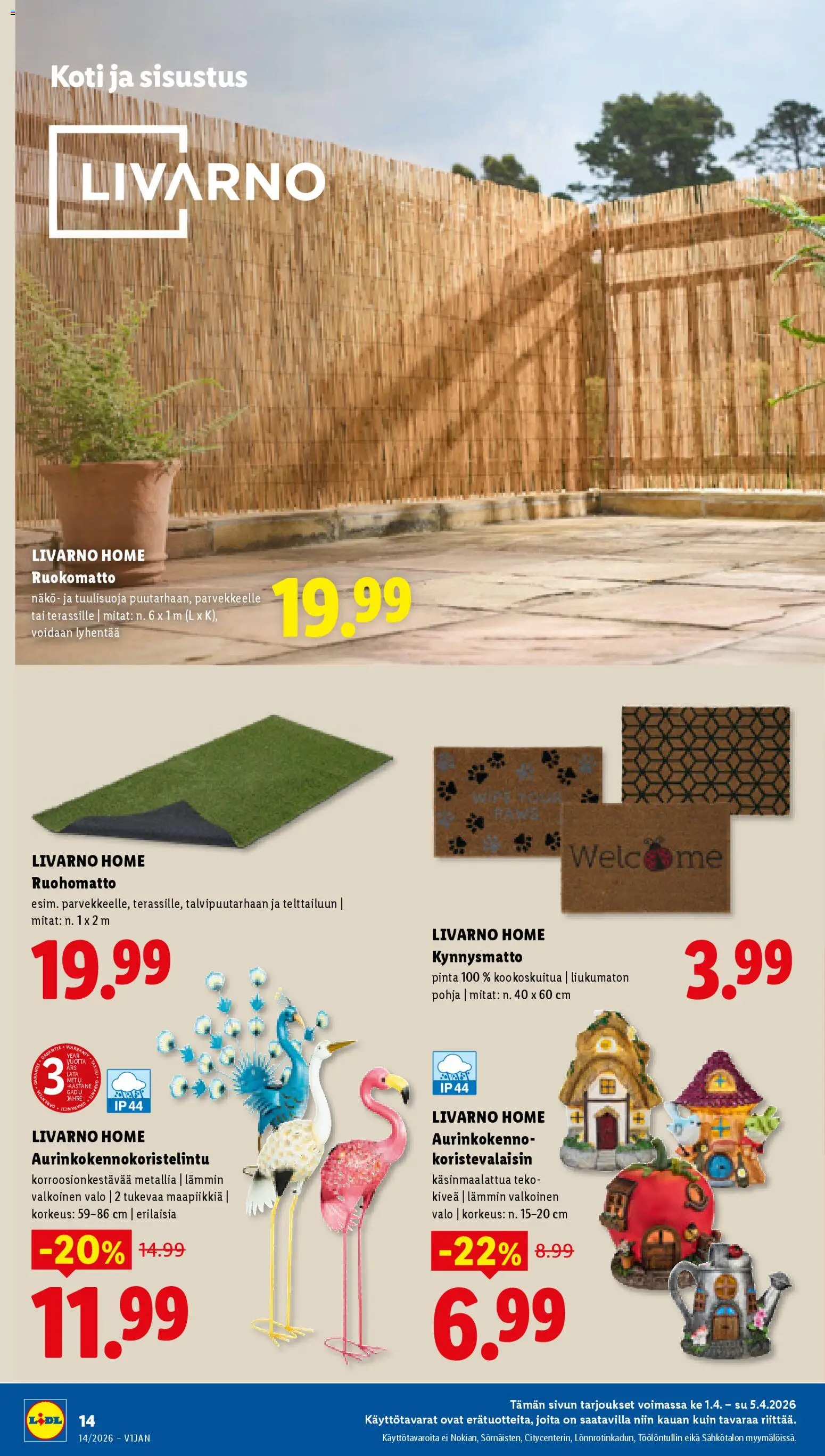 Lidl tarjoukset - Tampere – voimassa 01.04.2026 alkaen | Sivu: 16 | Tuotteet: Kynnysmatto, Köö