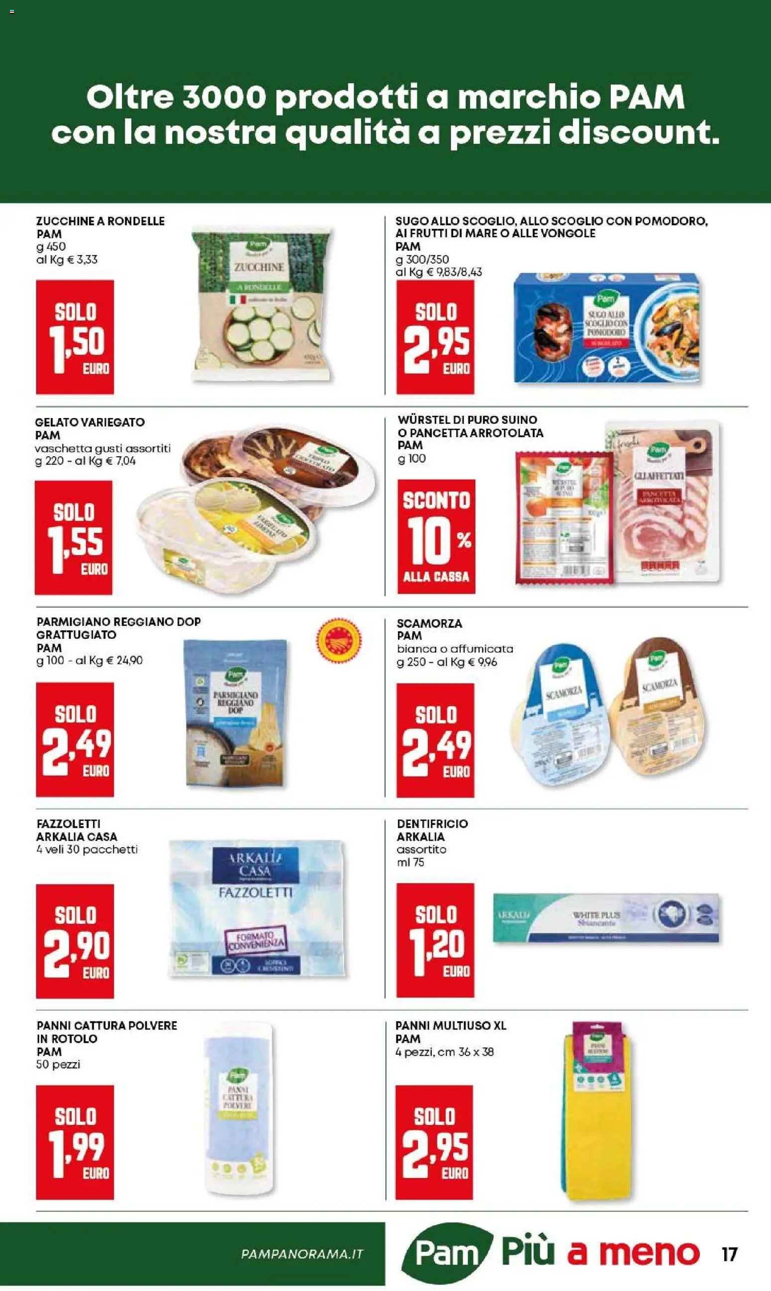 Volantino Panorama del 29.01.2026 | Pagina: 17 | Prodotti: Fazzoletti, Zucchine, Parmigiano reggiano, Sugo