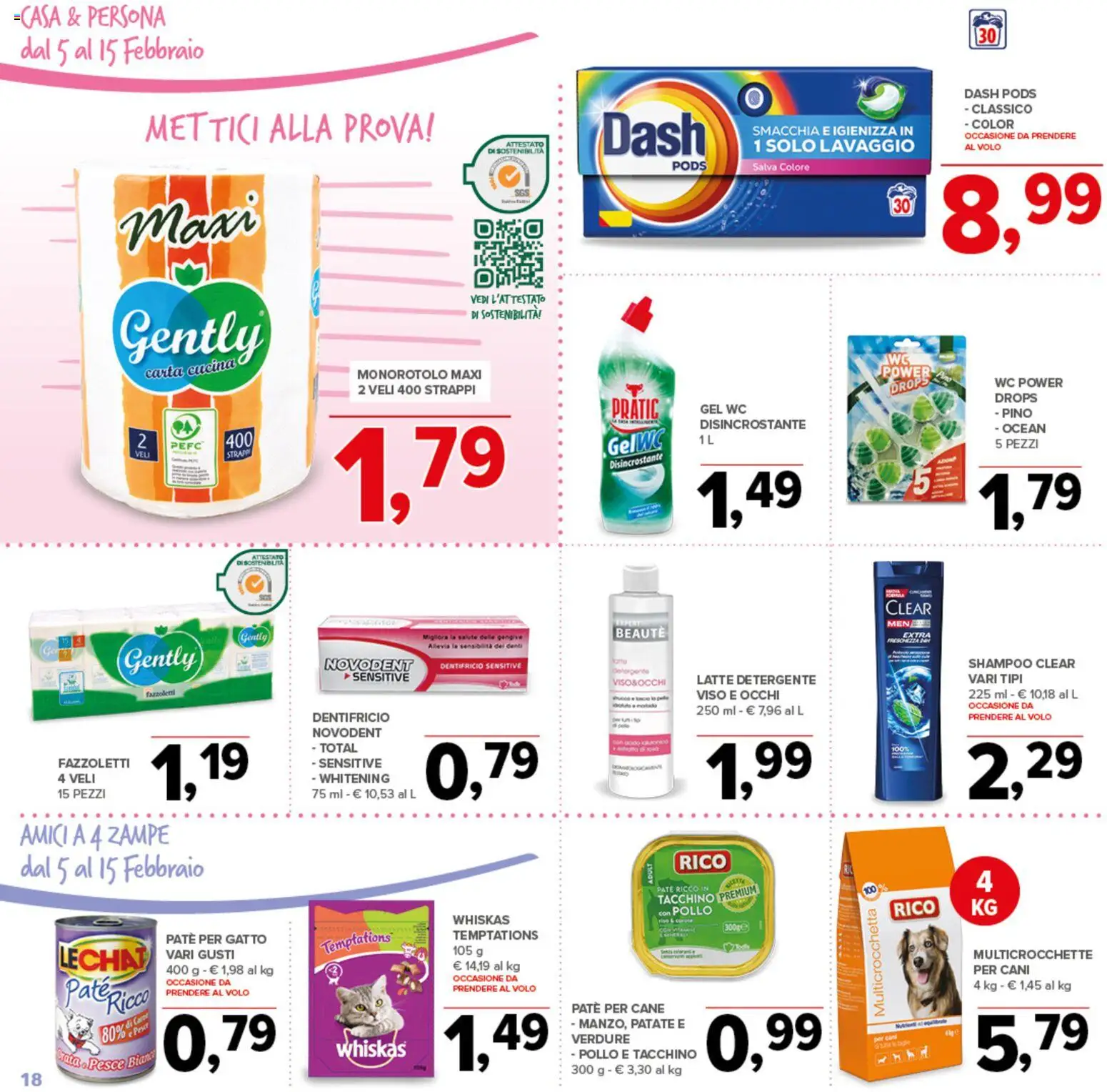 Volantino Todis del 05.02.2026 | Pagina: 18 | Prodotti: Paté, Fazzoletti, Tacchino, WC