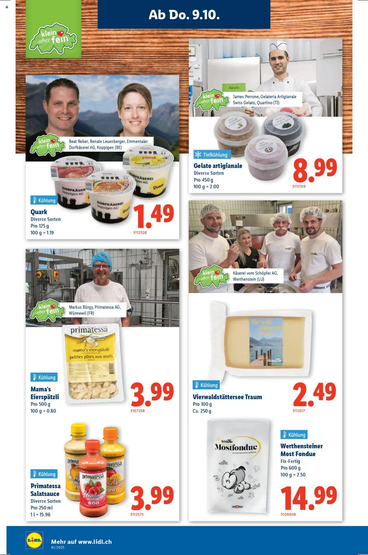 Lidl Aktionen Klein aber fein – gültig ab 09.10.2025 | Seite: 6 | Produkte: Quark, Dressing, Fondue