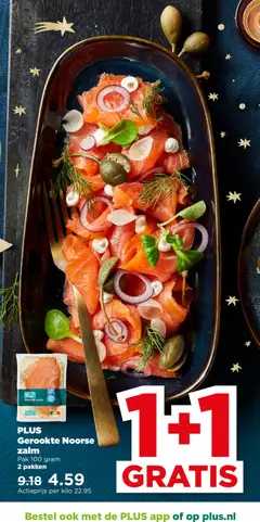 Gerookte Noorse zalm, Pak 100 gram 2 pakken - Voorbeeld van een folder van Plus, geldig van 17.12.2025 | Pagina: 2 | Producten: Zalm